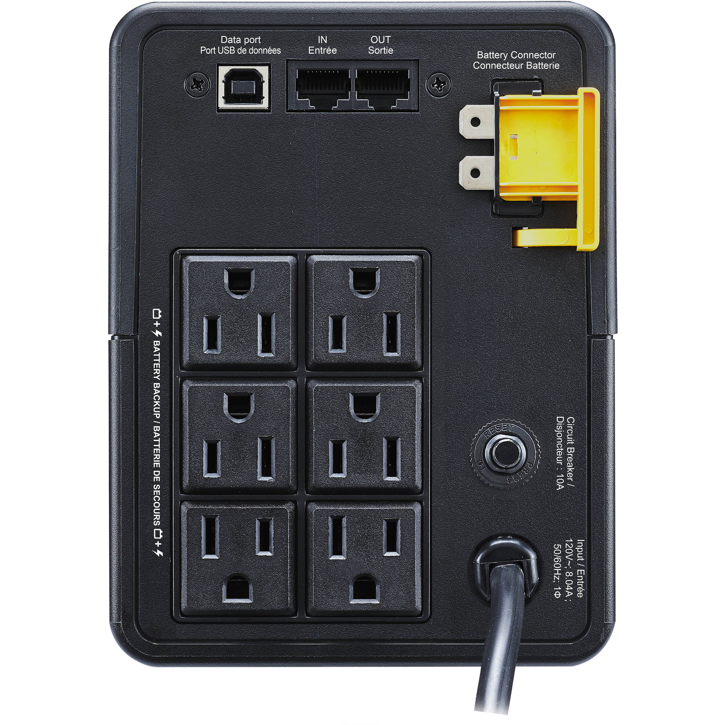 APC 950 VA Back UPS Tower with 6 NEMA 5-15R outlets for desktop power backup — view 3