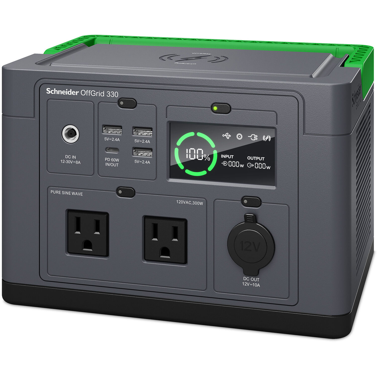 APC Schneider OffGrid Portable Power Station 330 with 332 Wh lithium-ion battery and 2 NEMA outlets — view 3
