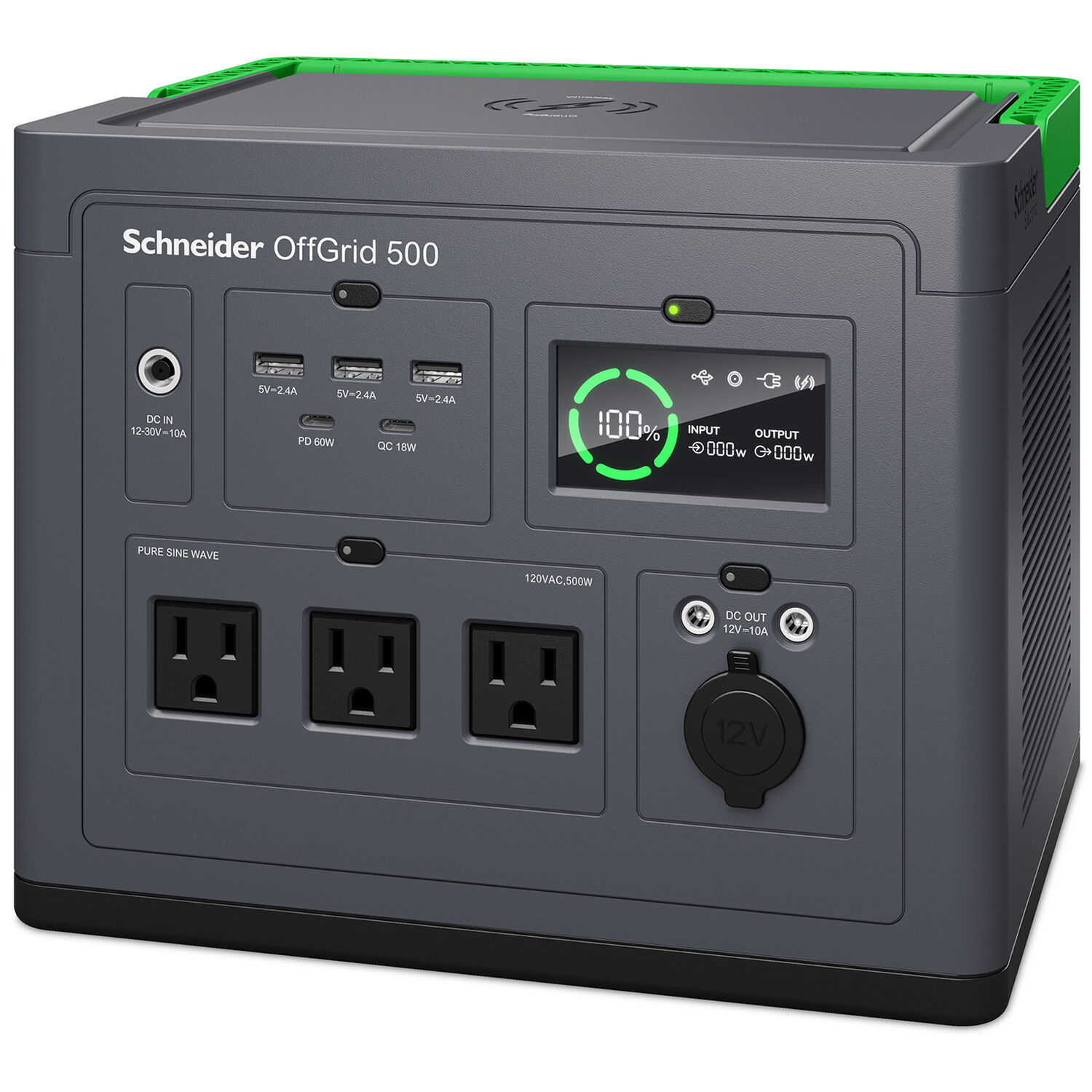 APC PPS500 portable power station with 516.6 Wh lithium-ion battery and 3 NEMA outlets — view 3