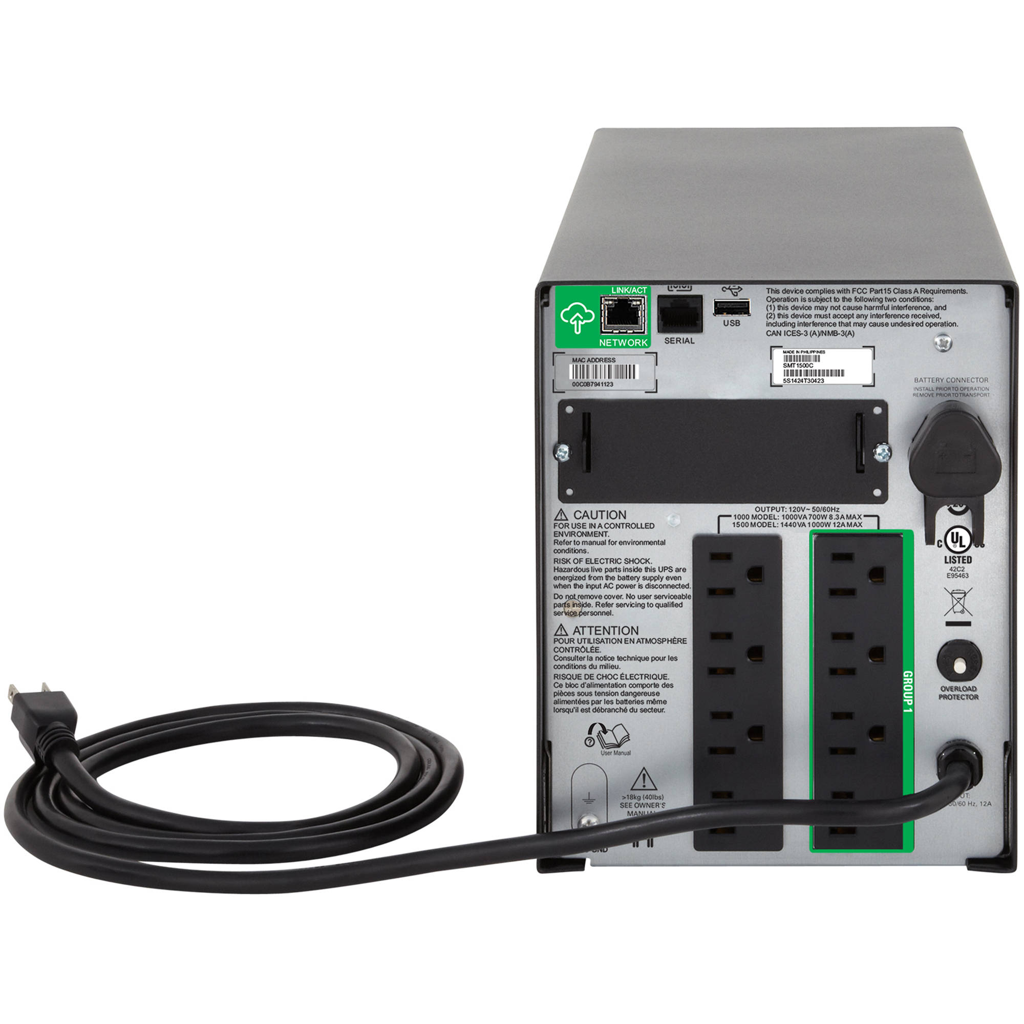 APC Smart-UPS SMT1000C 1000 VA 120 V desktop UPS with LCD and SmartConnect — view 2