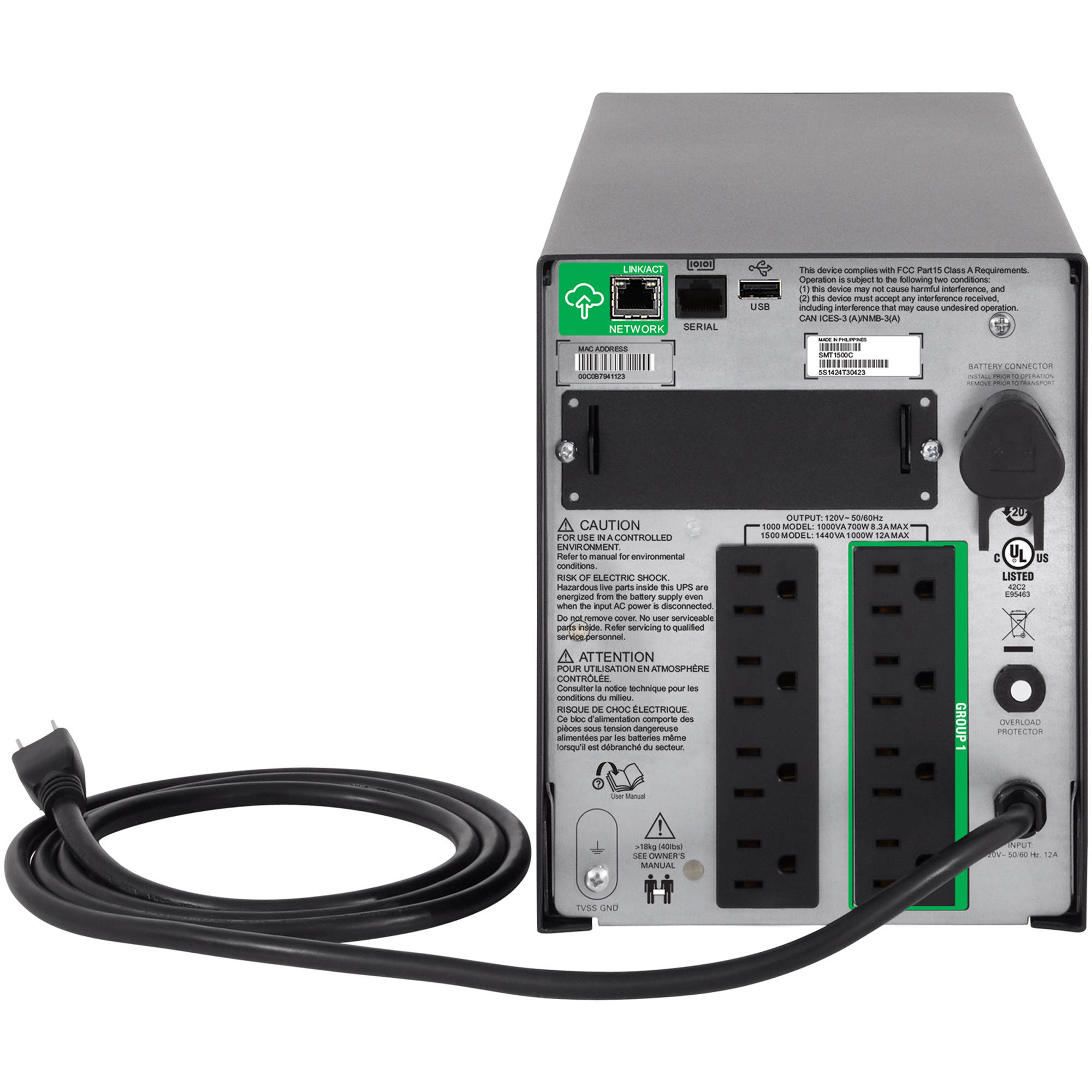 APC Smart-UPS SMT1500C 1500VA LCD tower UPS with SmartConnect for 120V power protection — view 2