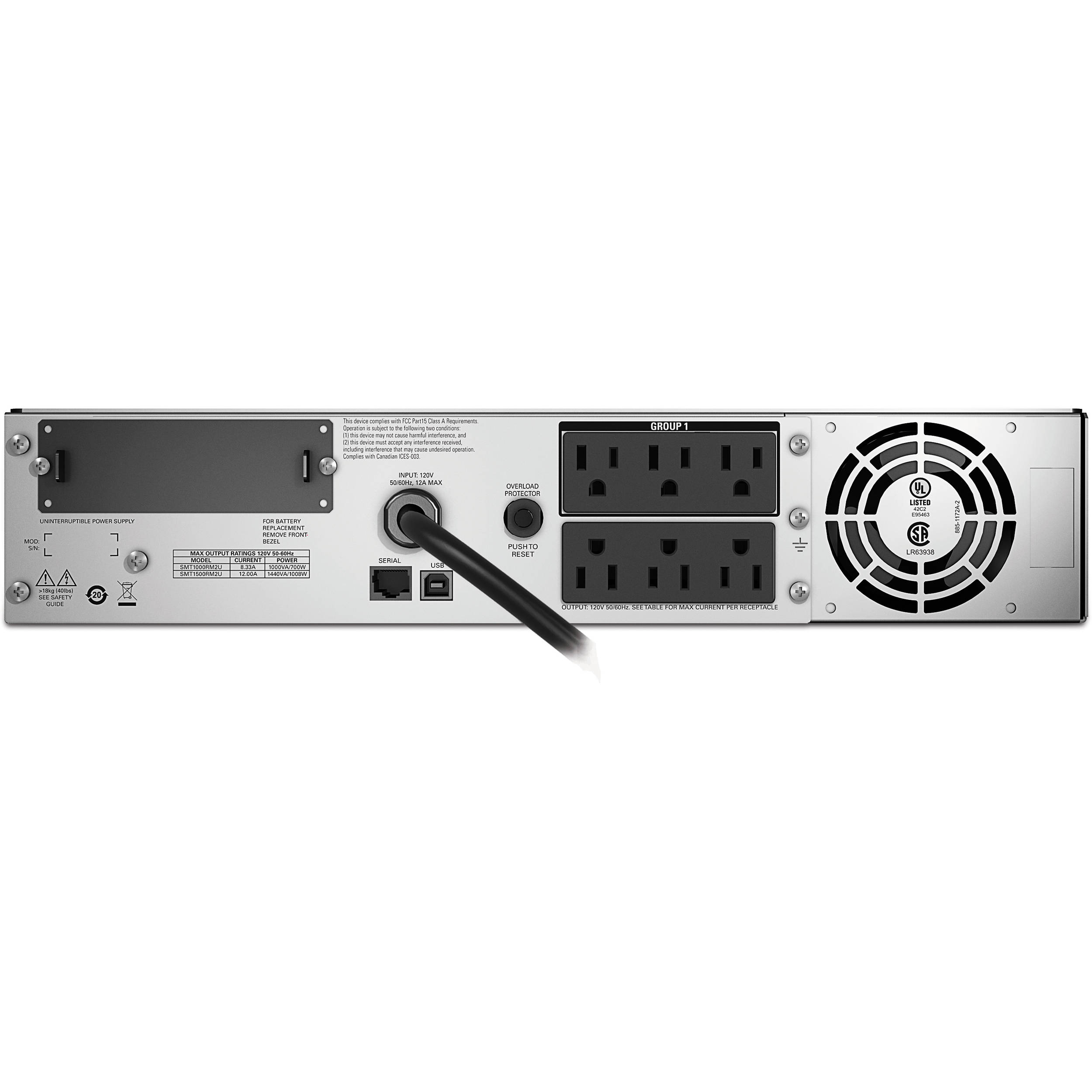 APC Smart-UPS 1500VA LCD 2U rack mount 120V UPS with front LCD display — view 3