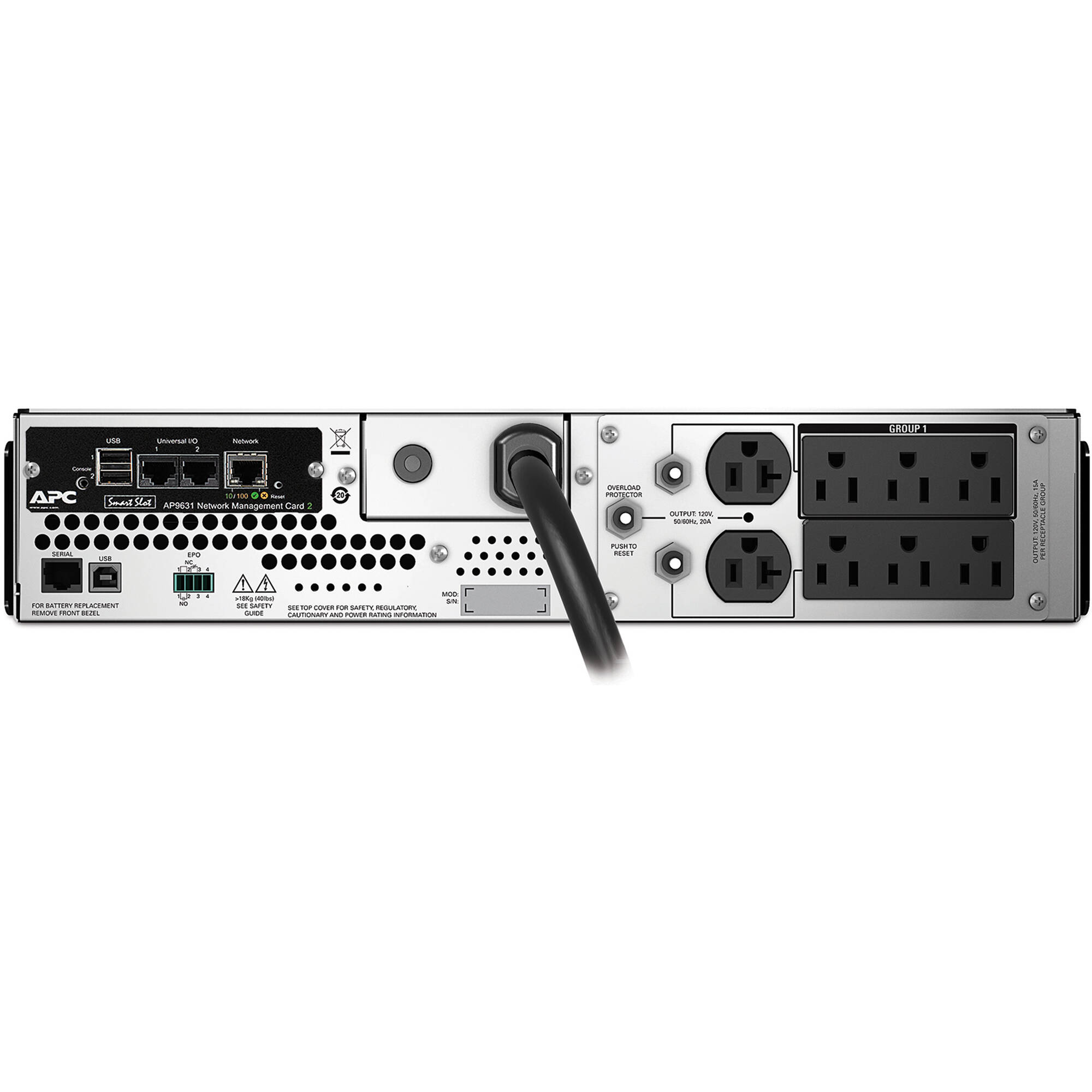 APC Smart-UPS SMT2200RM2UNC 2,200 VA 2U rack mount UPS with LCD and network card — view 2