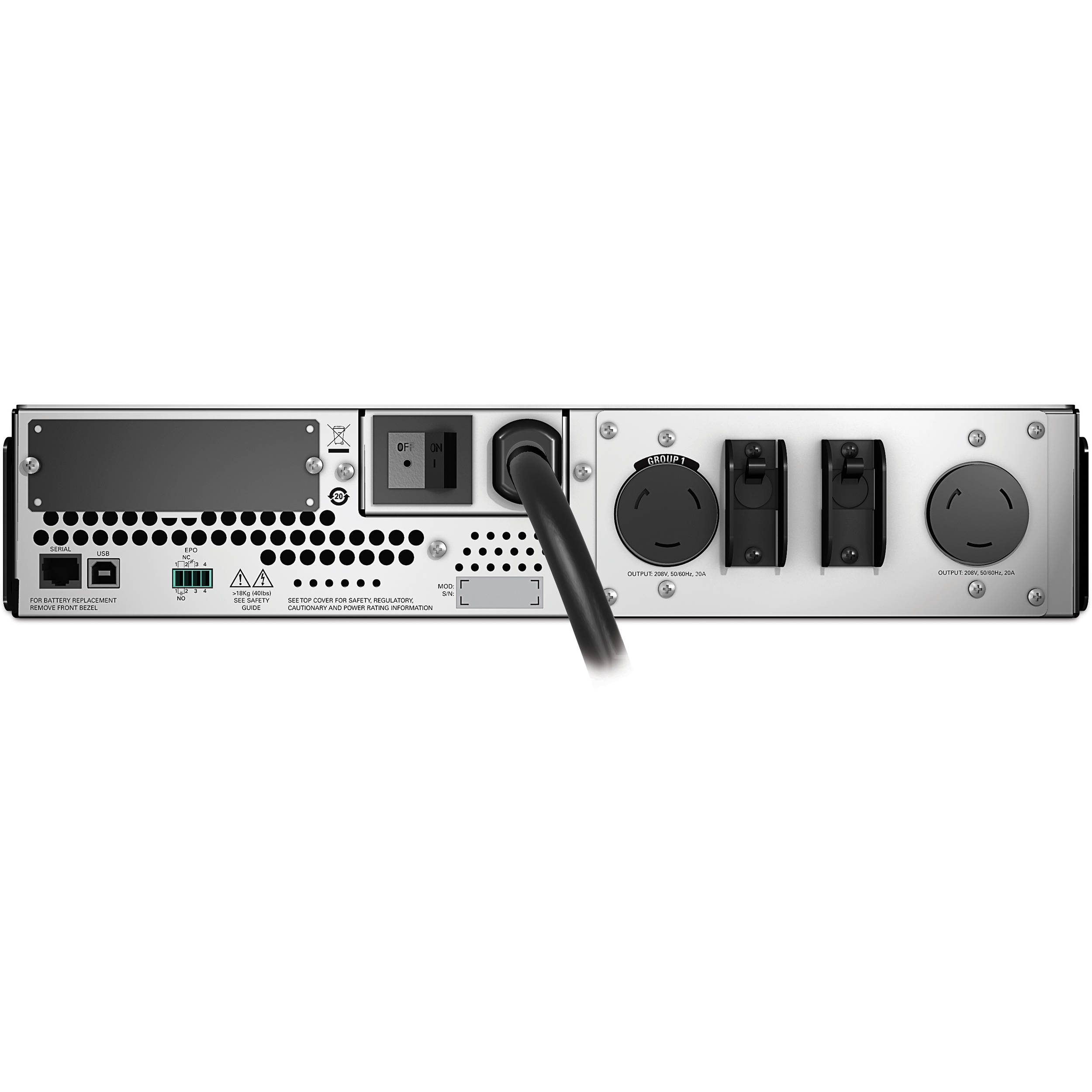 APC Smart-UPS SMT3000RMT2U 3,000 VA 2U rack-mount UPS with LCD for 208 V critical power protection — view 3
