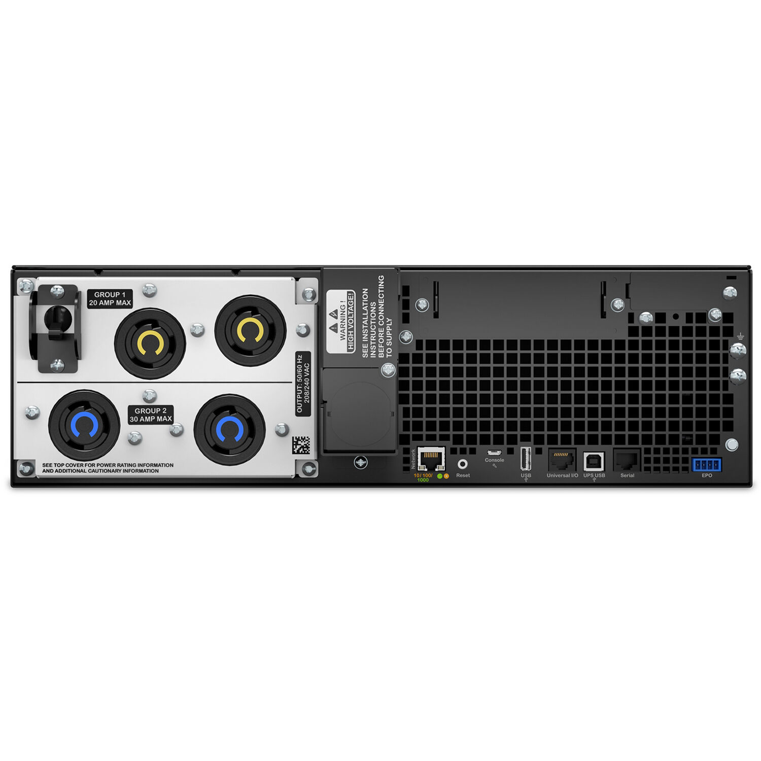 APC Smart-UPS SRT 5000VA RM rack-mount online UPS with 5,400 VA capacity for enterprise racks — view 3