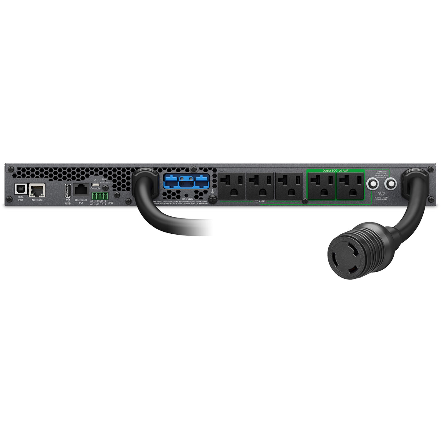 APC Smart-UPS Ultra 2200VA 1U rack mount UPS with lithium-ion battery and embedded network management — view 4