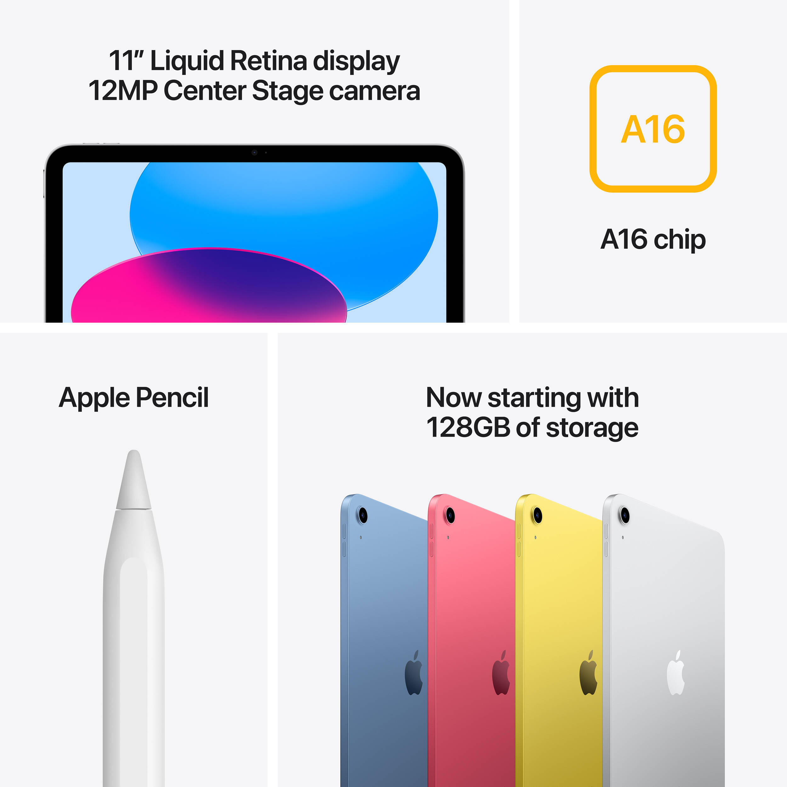 Pink Apple iPad (A16) Wi-Fi 128GB tablet front view — view 7