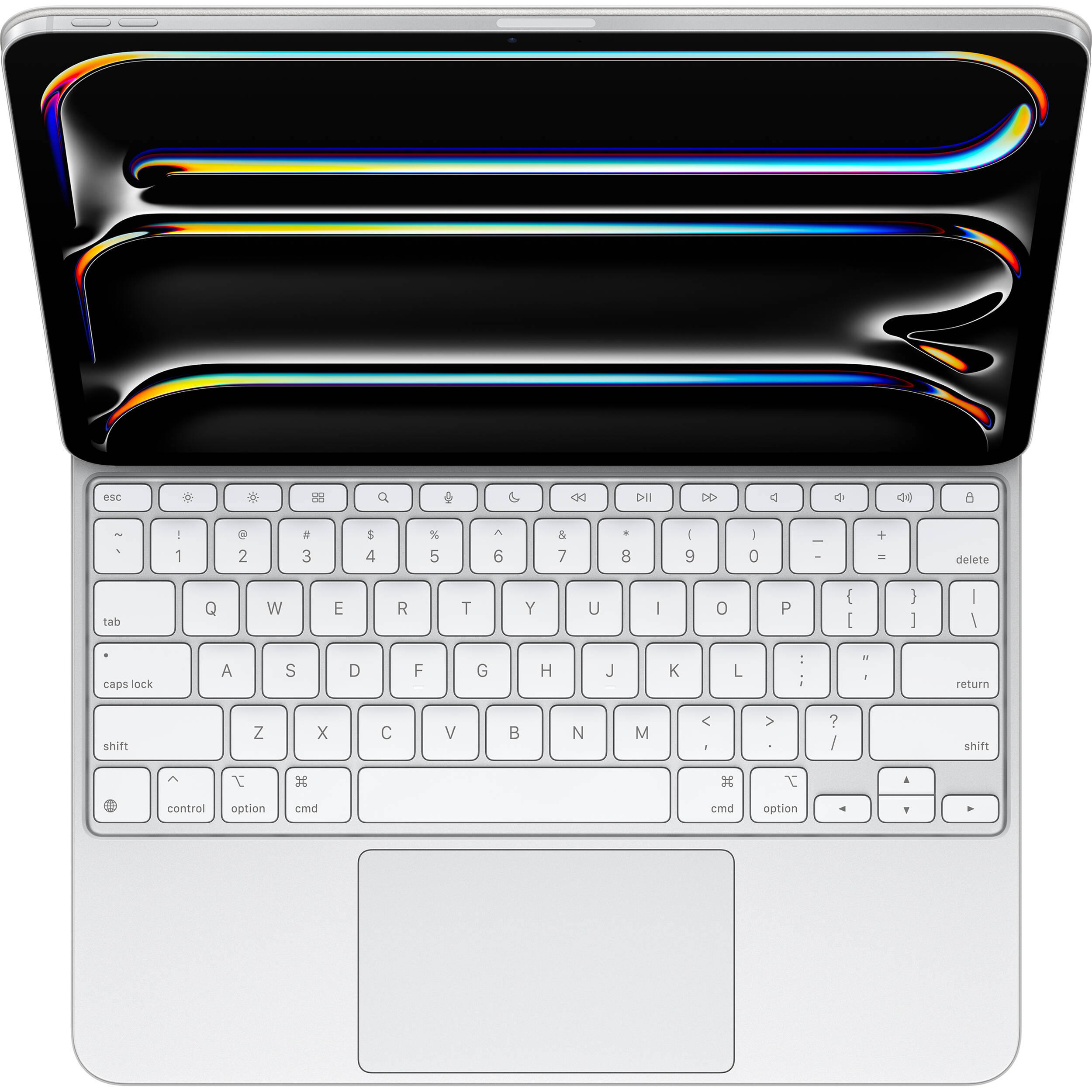Apple Magic Keyboard for iPad Pro 13 in white, shown as a floating keyboard case with integrated trackpad — view 2