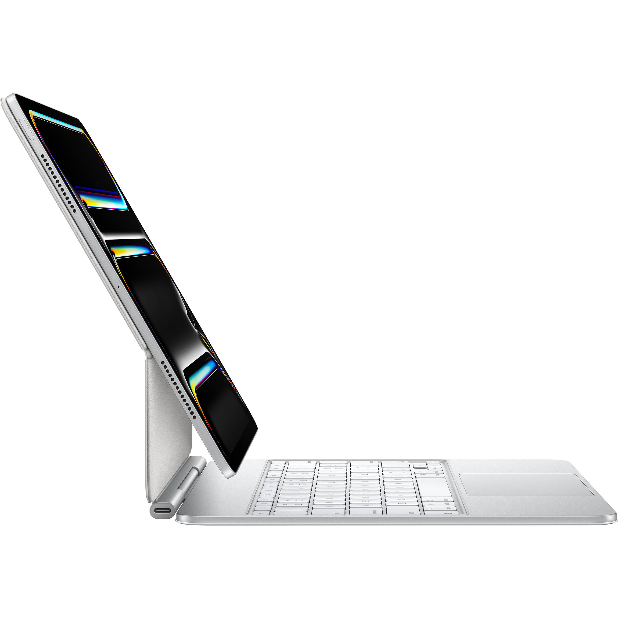 Apple Magic Keyboard for iPad Pro 13 in white, shown as a floating keyboard case with integrated trackpad — view 4