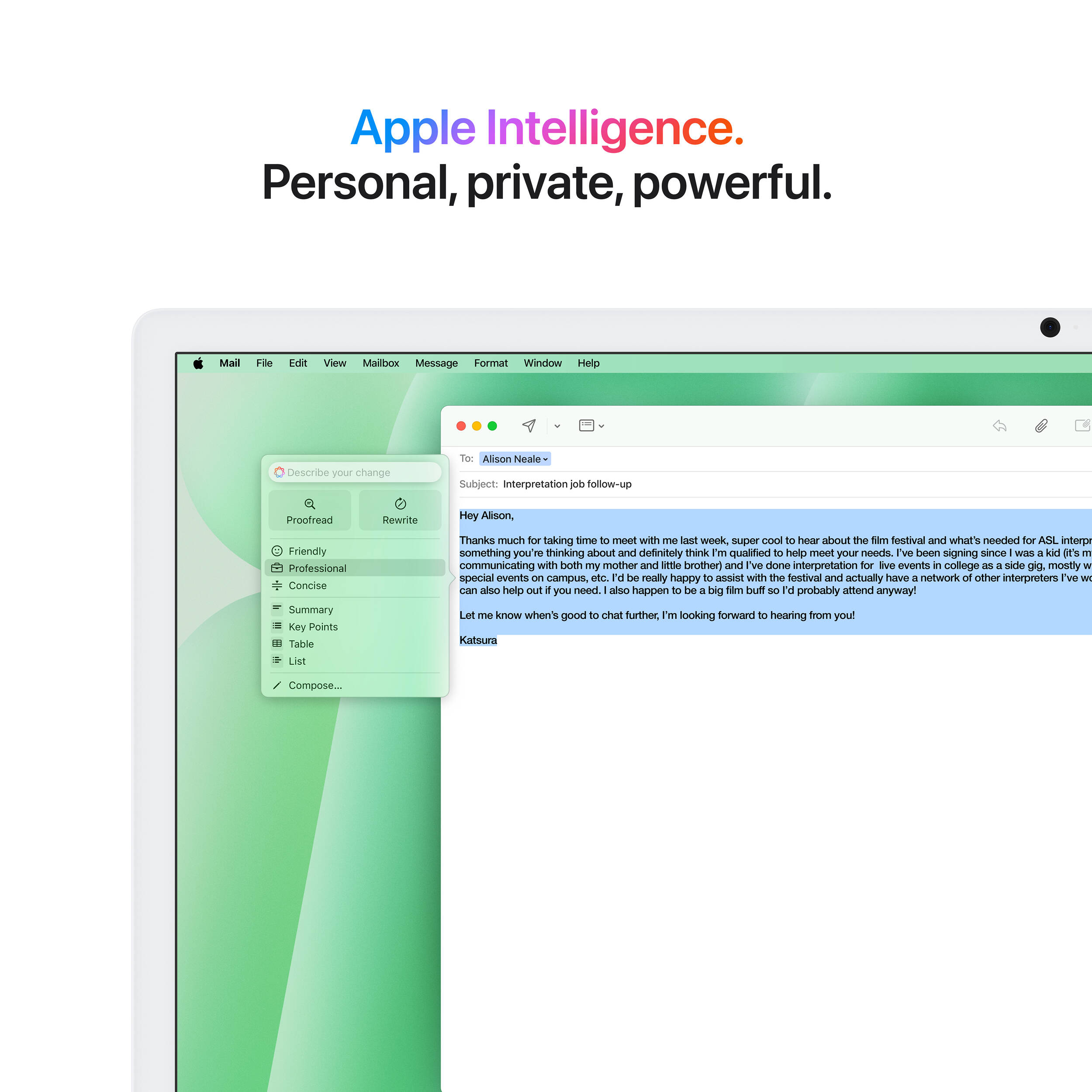 Apple iMac 24-inch in green with 4.5K Retina display, Apple M4 chip, and slim all-in-one design — view 5