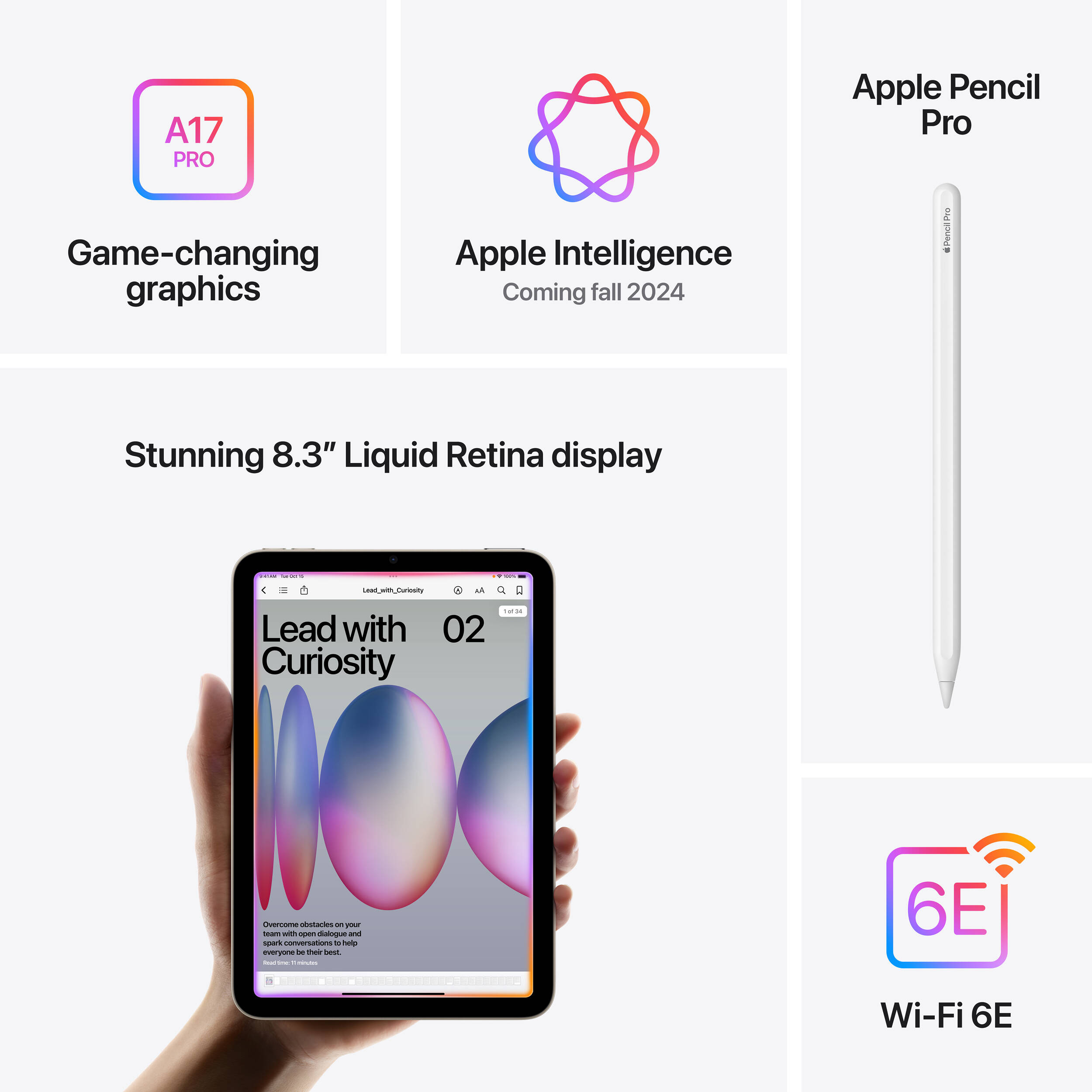 Apple iPad mini A17 Pro Wi-Fi 128GB in Starlight compact business tablet — view 6