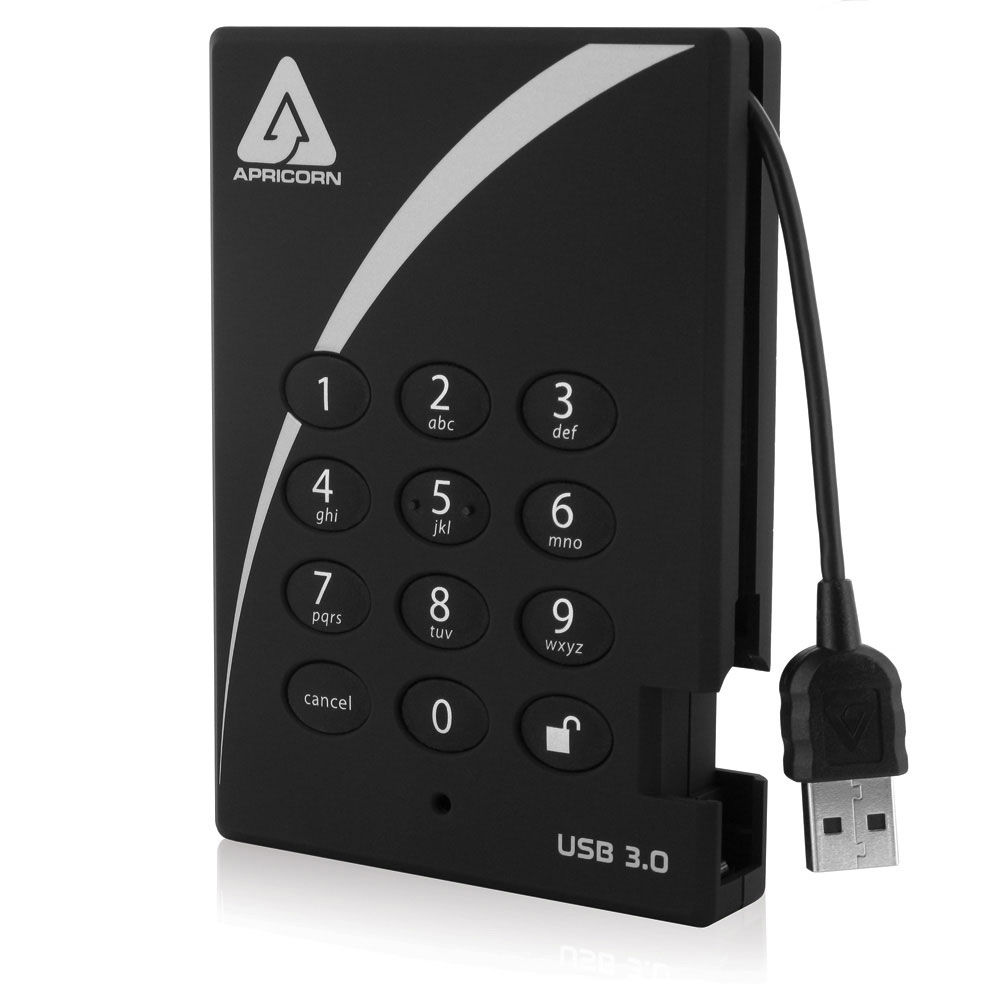 Apricorn AEGIS PADLOCK USB 3.0 4TB encrypted portable SSD — view 2