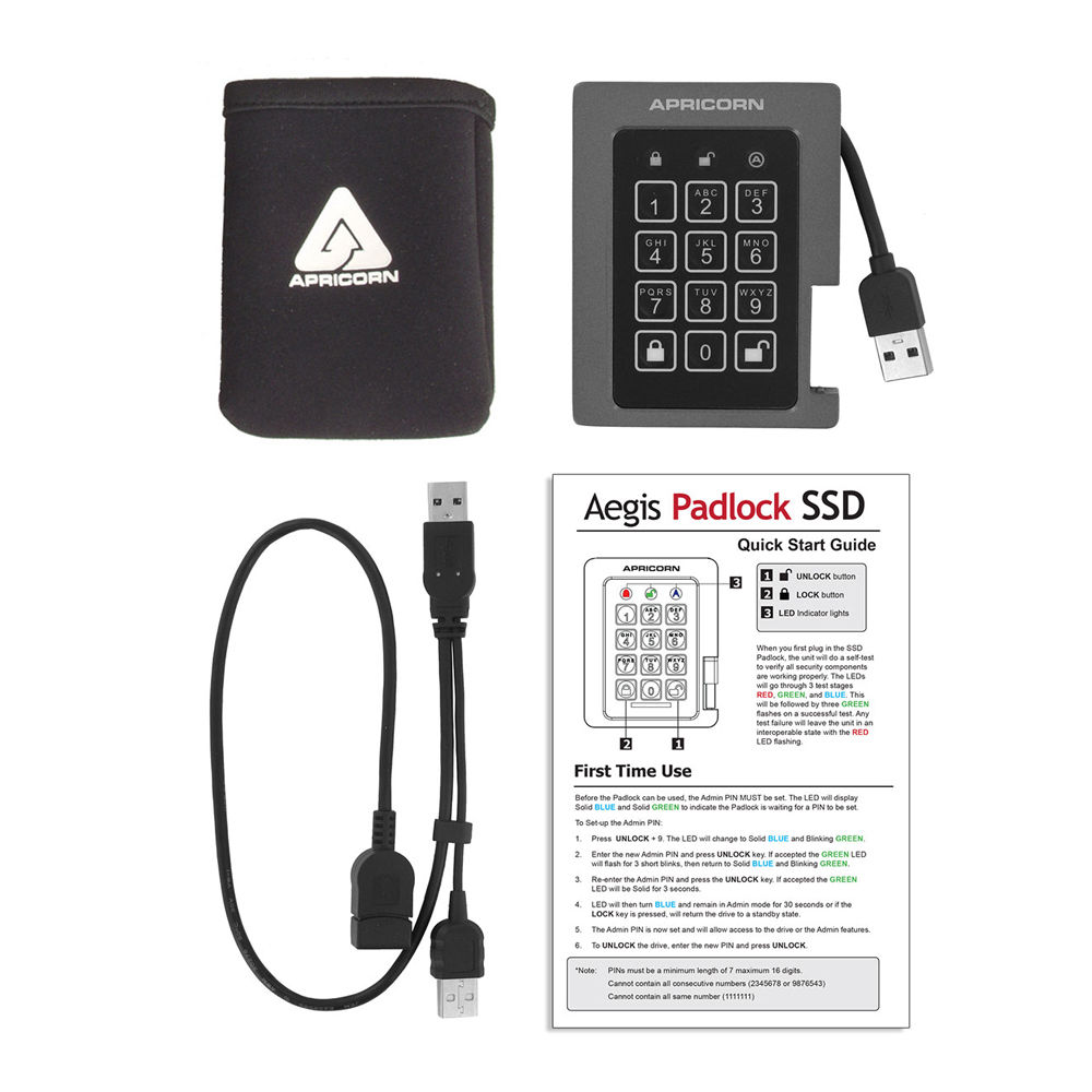 Apricorn Aegis Padlock 2TB encrypted external SSD, model ASSD-3PL256-2TBF — view 4