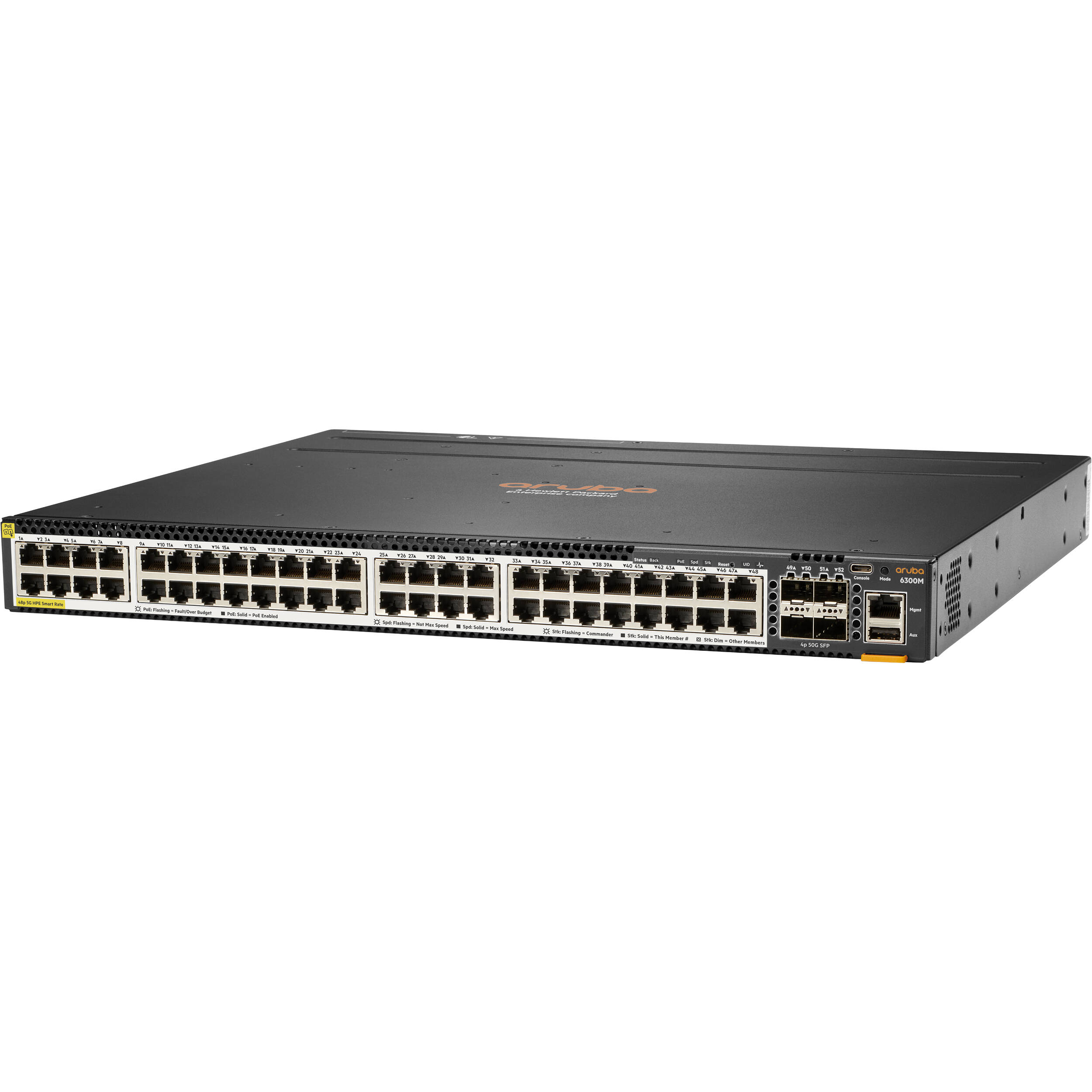 HPE Aruba 6300M JL659A 48-port PoE switch with 4 SFP56 uplinks — view 2