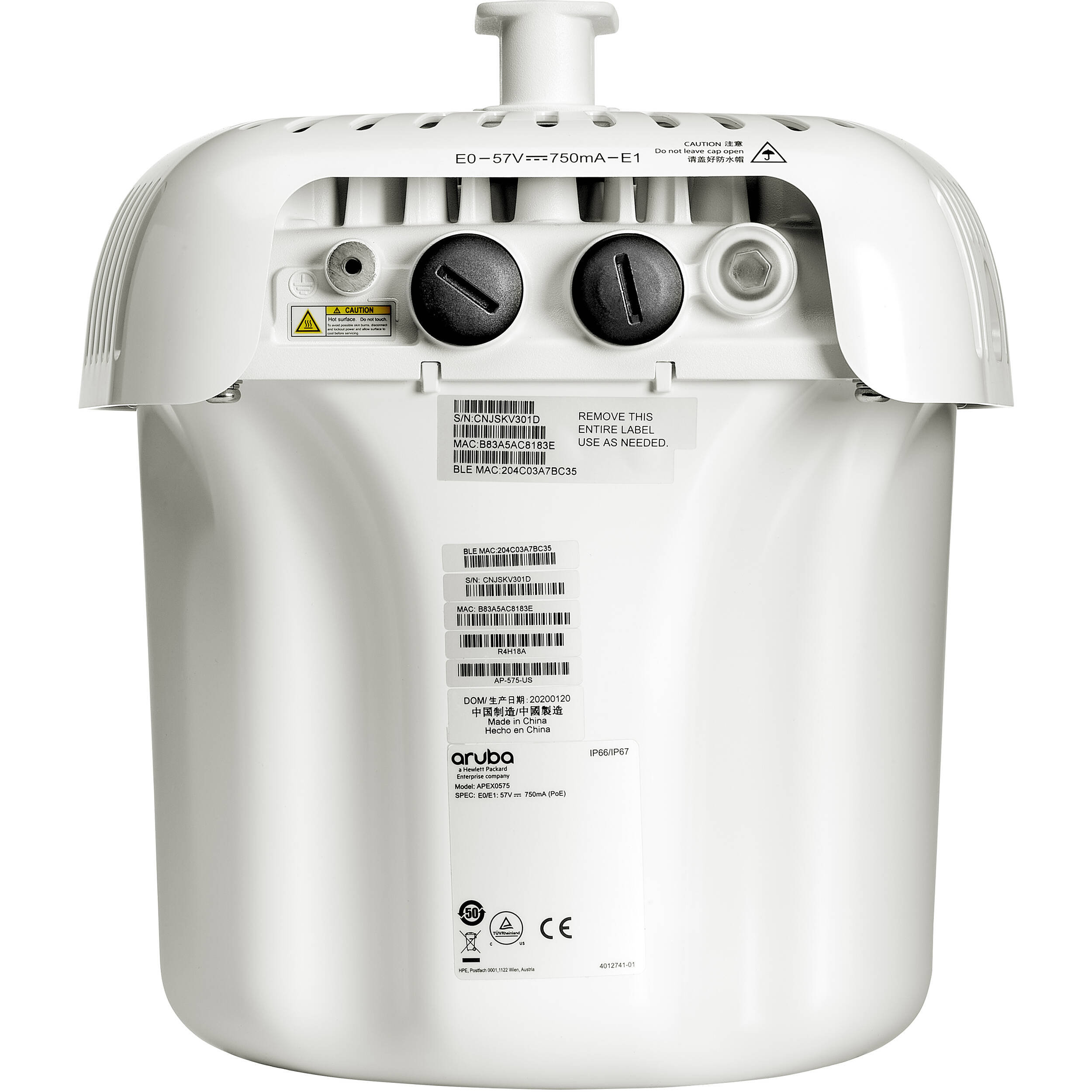 HPE Aruba Networking AP-575 outdoor Wi-Fi 6 access point with integrated omni antennas — view 3