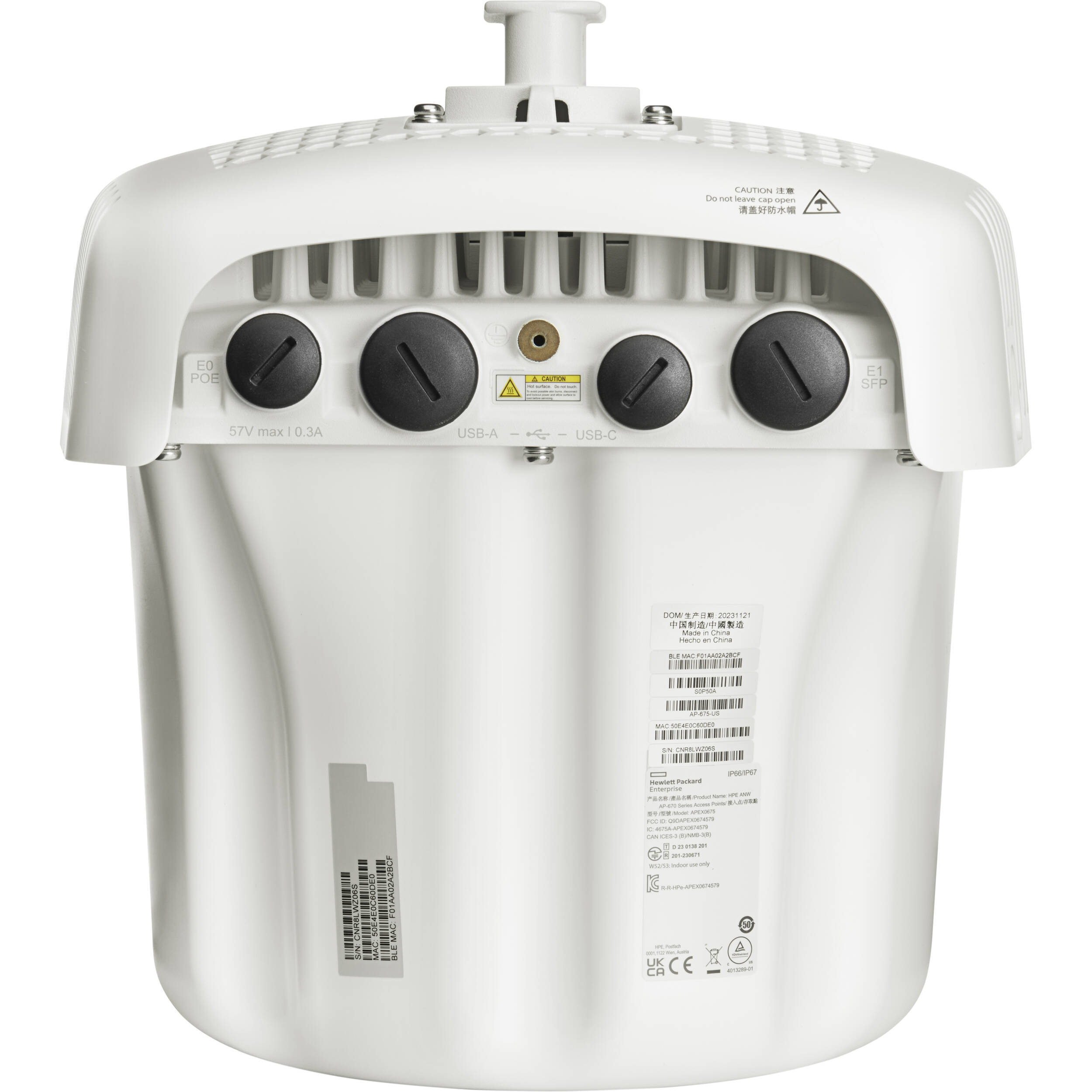 HPE Aruba AP-675 outdoor Wi‑Fi 6E access point with IP66/67 protection — view 3