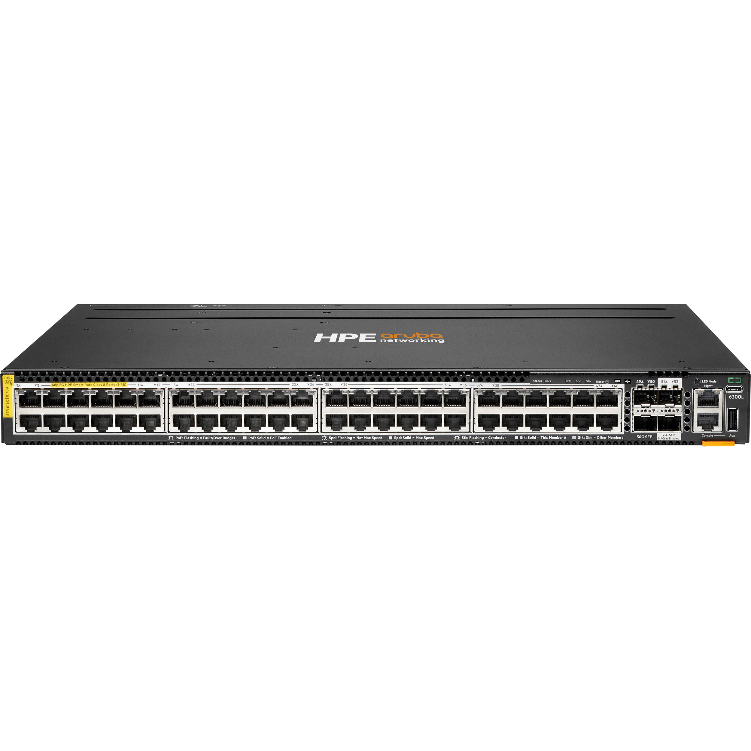HPE Aruba 6300L 48SR5 CL8 2L 2Y PoE++ Switch | Layer 3, Rack Mount