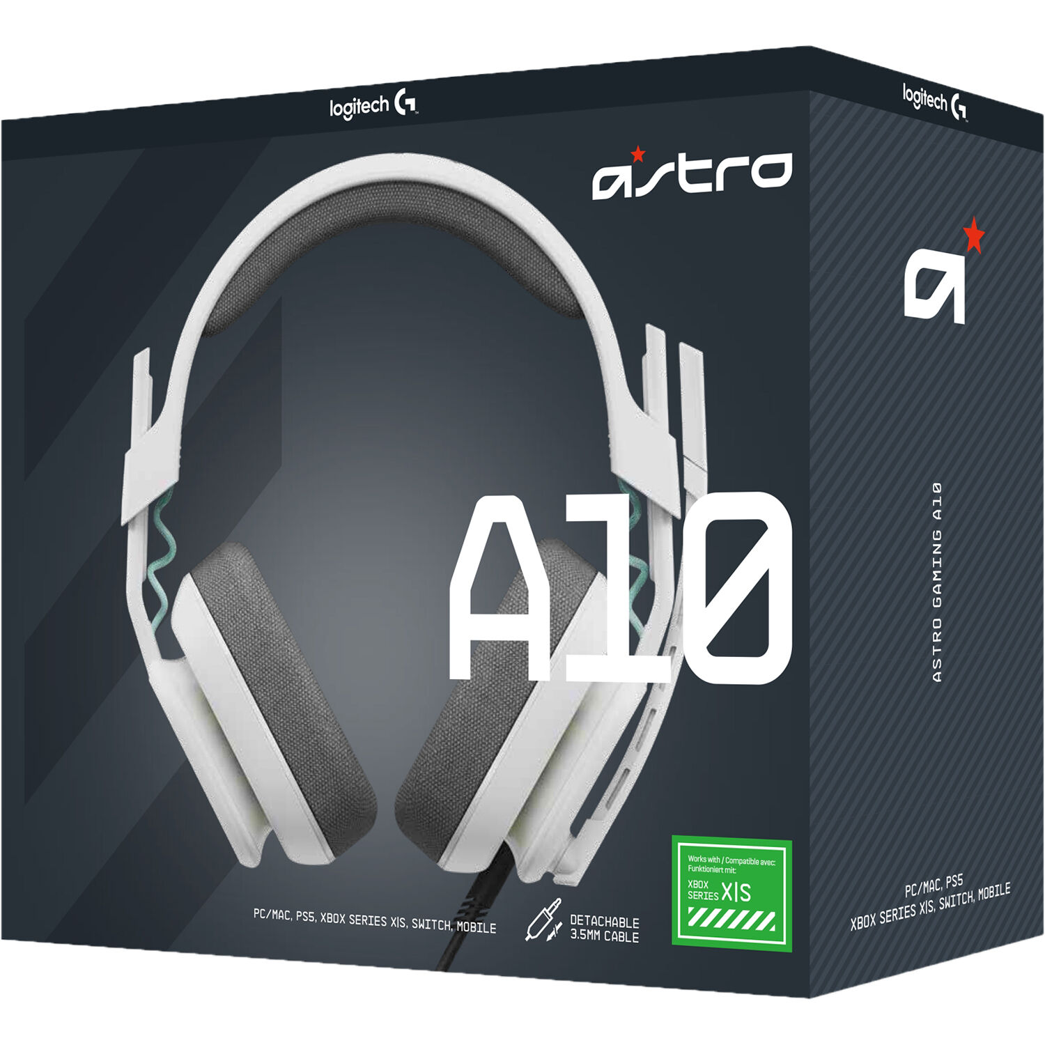 White Logitech ASTRO A10 Gen 2 wired gaming headset for Xbox, PlayStation, PC, and Nintendo Switch — view 13