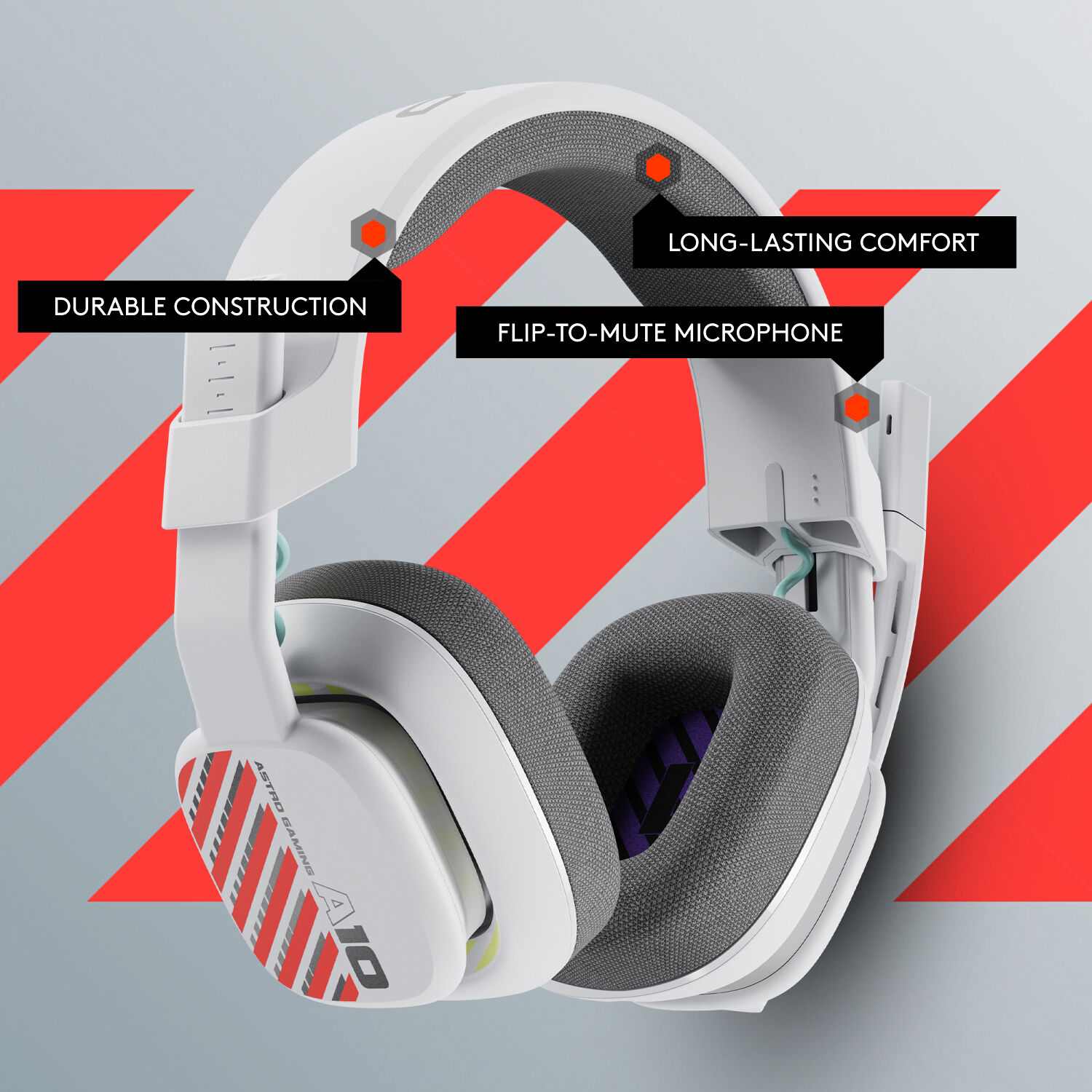 Logitech A10 G2 wired PlayStation gaming headset in white with boom microphone — view 12