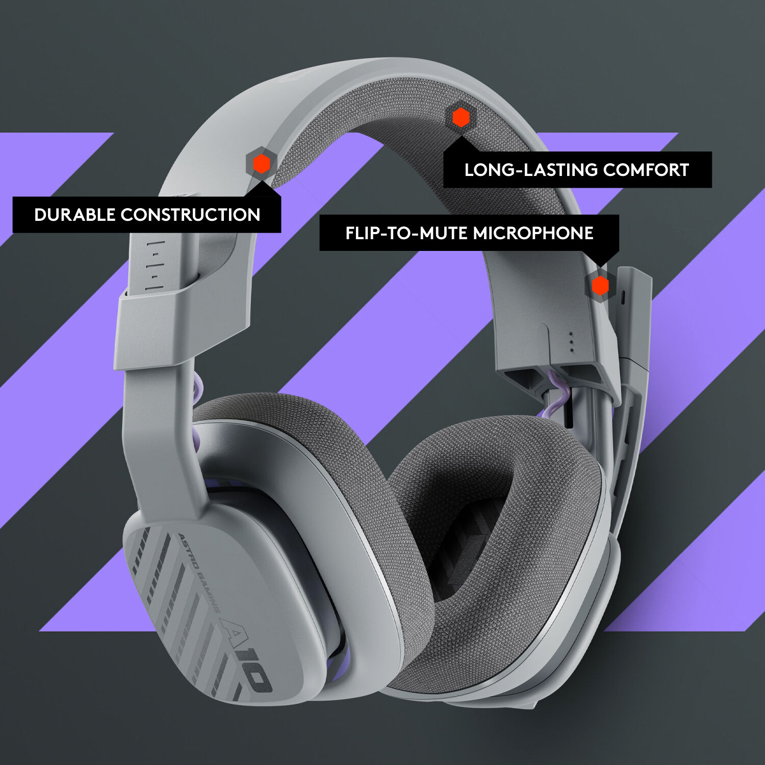 ASTRO Gaming A10 Gen 2 wired PC headset in grey with boom microphone — view 8
