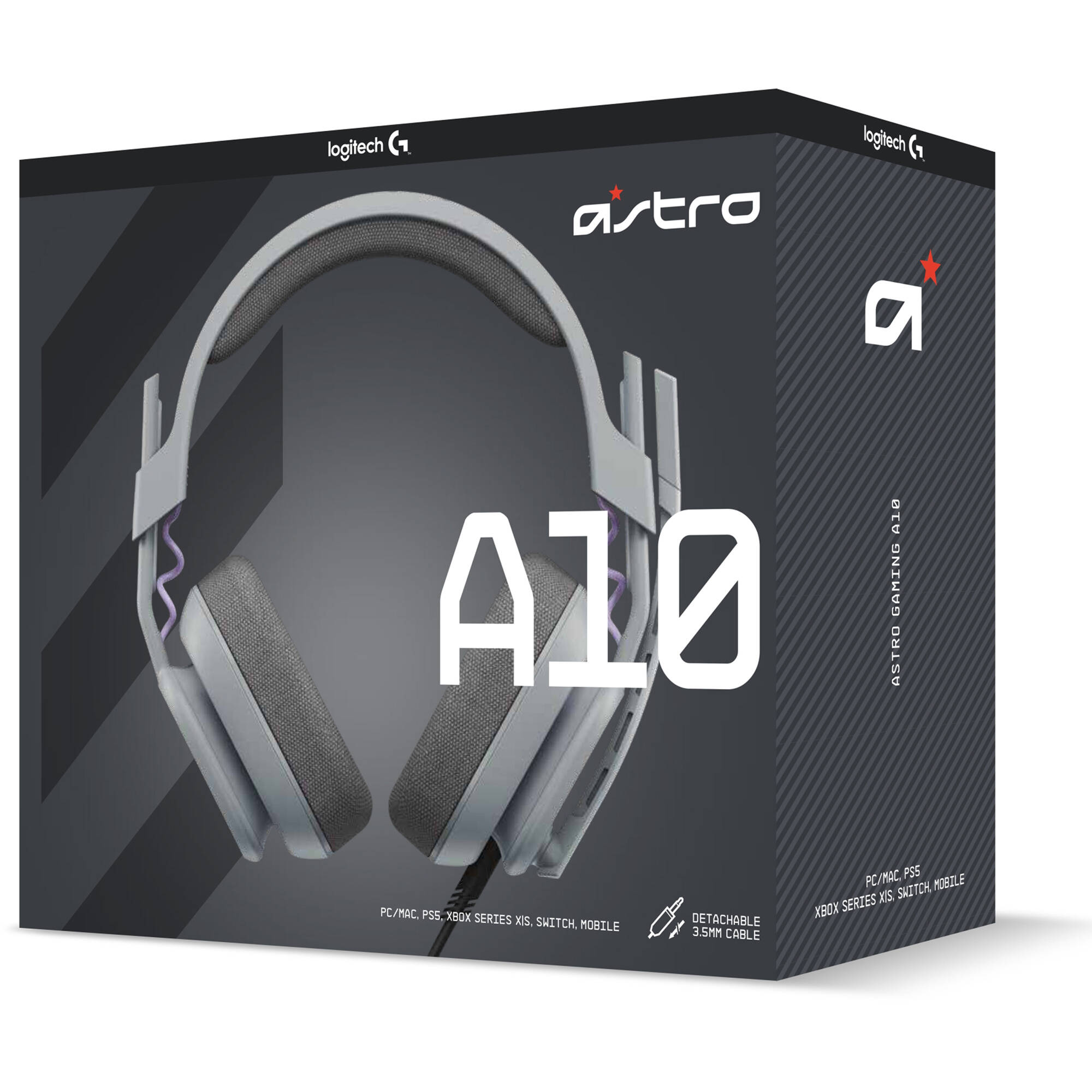 ASTRO Gaming A10 Gen 2 wired PC headset in grey with boom microphone — view 9