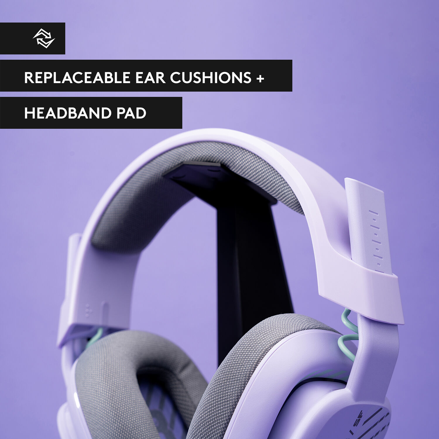 Logitech ASTRO A10 G2 wired PC gaming headset in Lilac with over-ear cups and boom microphone — view 2