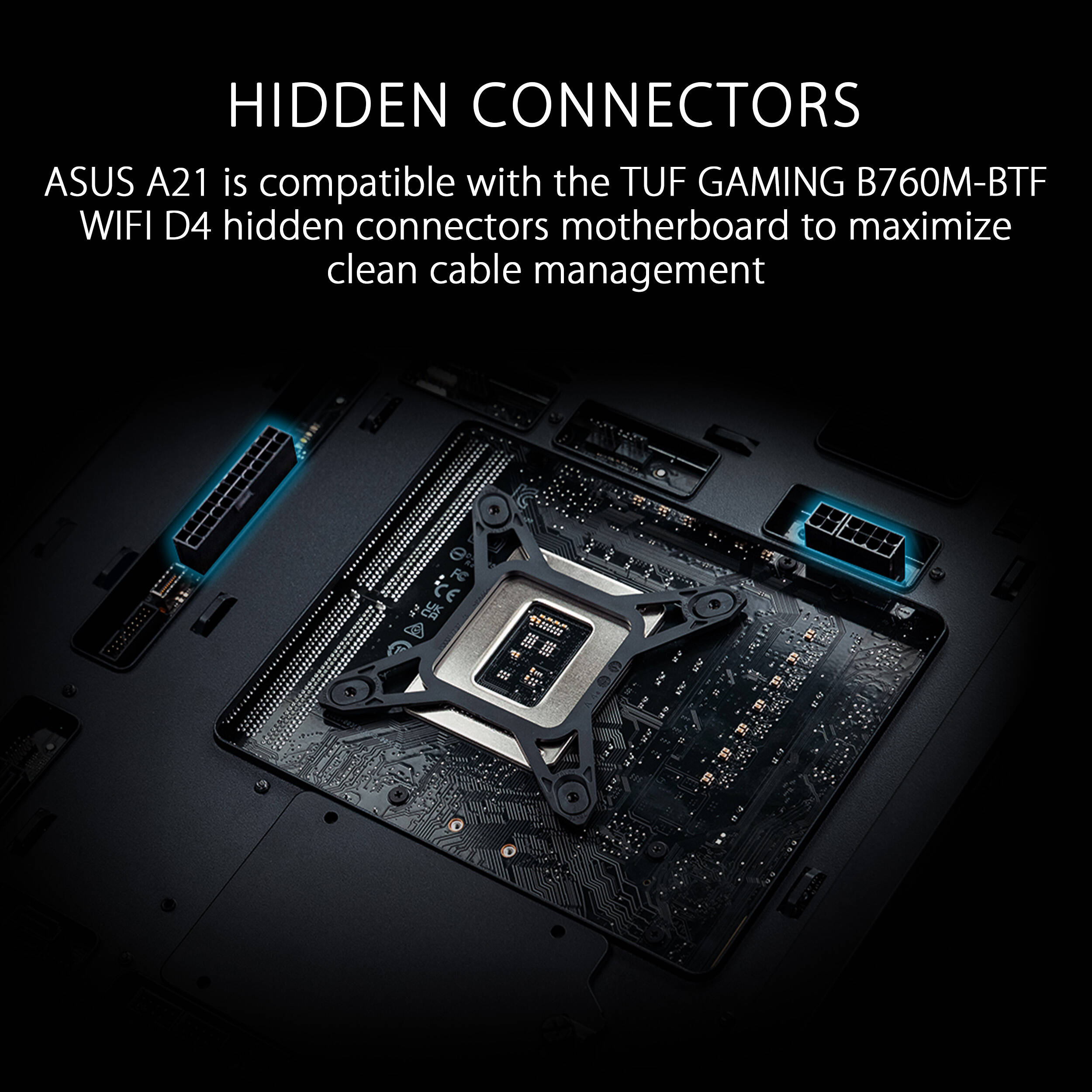 ASUS A21 BLK black Micro-ATX PC case with mesh front panel — view 16