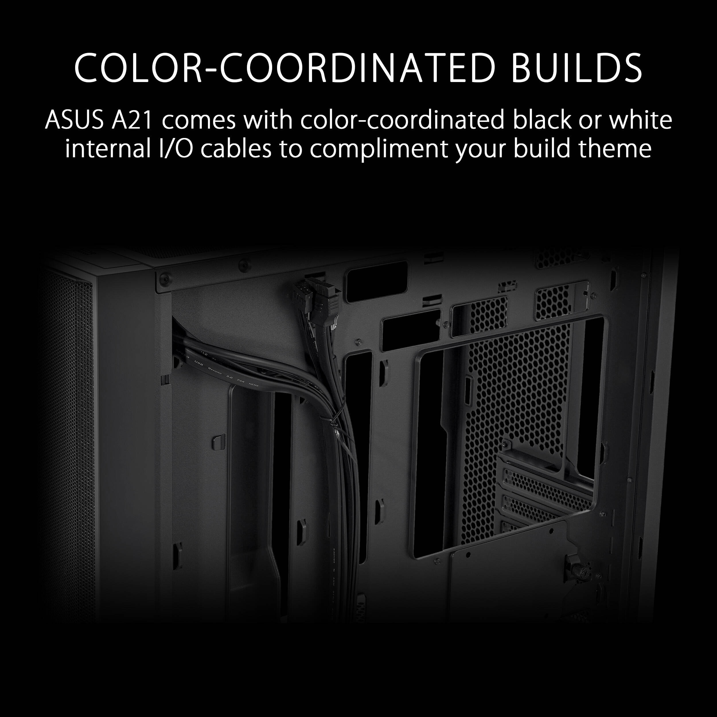 ASUS A21 BLK black Micro-ATX PC case with mesh front panel — view 20