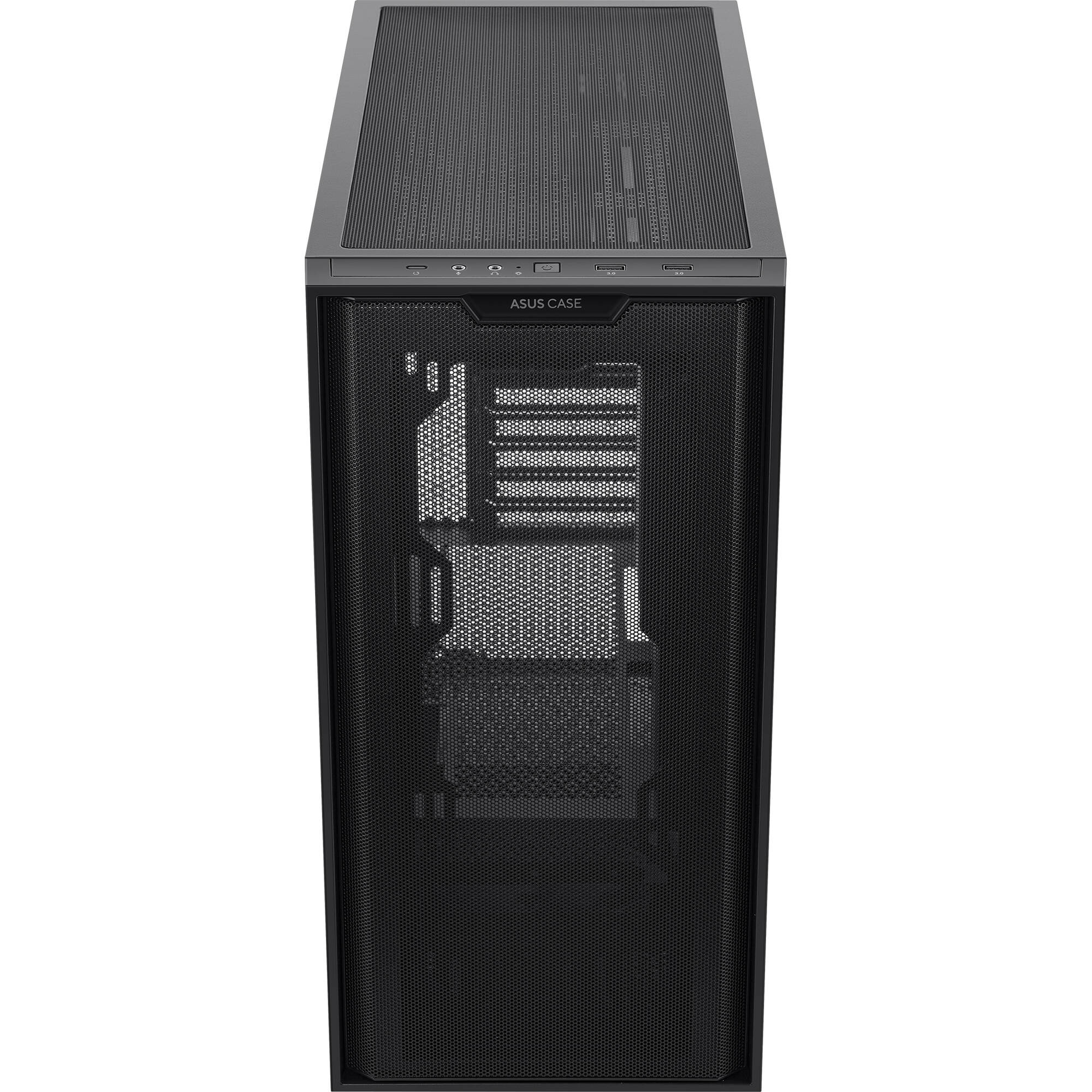 ASUS A21 BLK black Micro-ATX PC case with mesh front panel — view 4