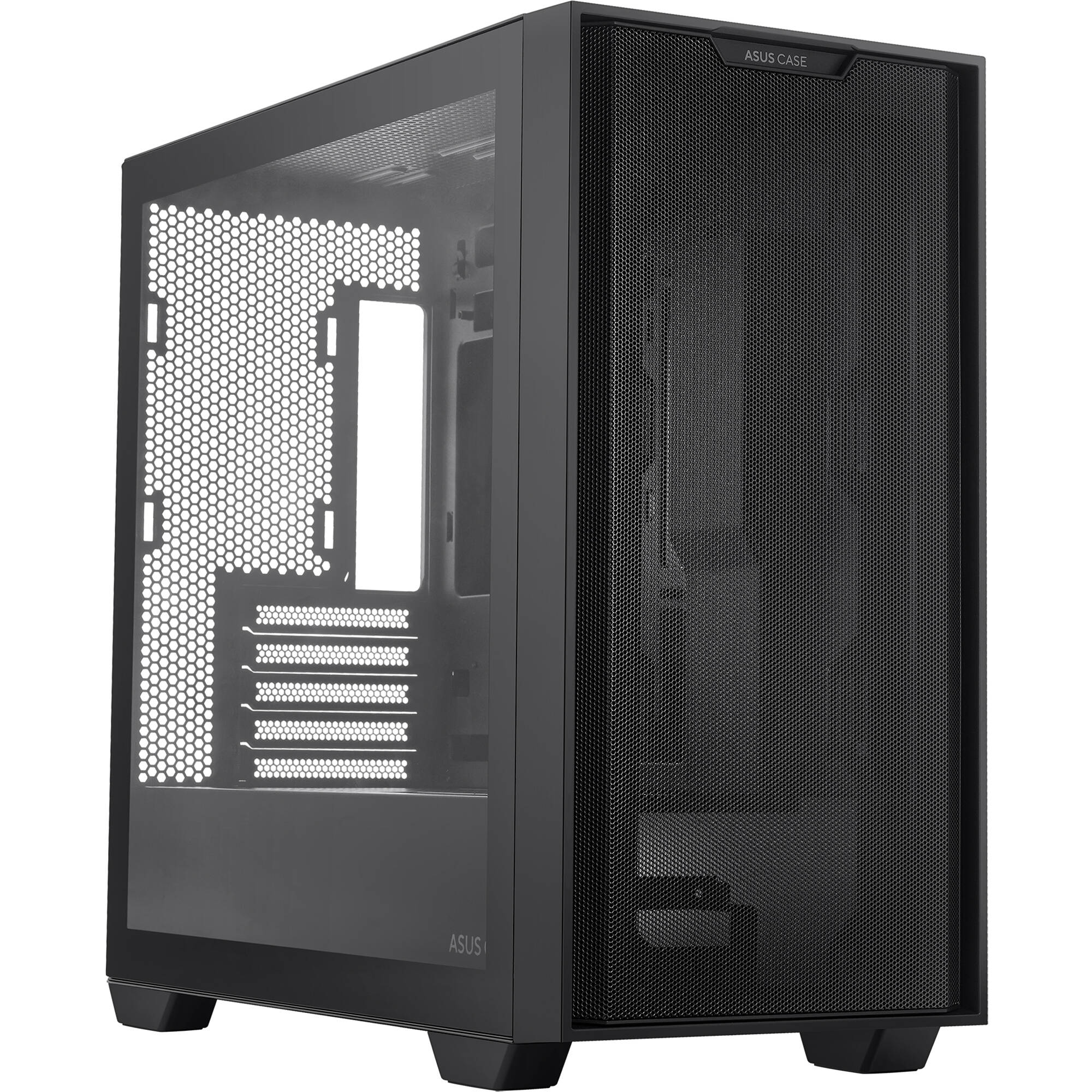 ASUS A21 BLK black Micro-ATX PC case with mesh front panel — view 6