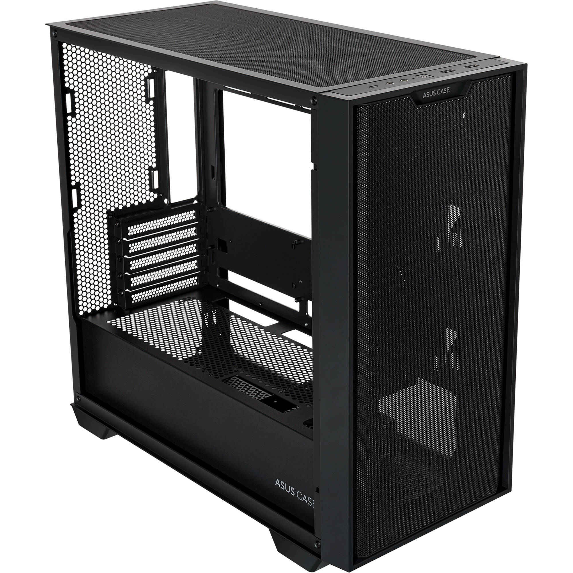ASUS A21 BLK black Micro-ATX PC case with mesh front panel — view 8