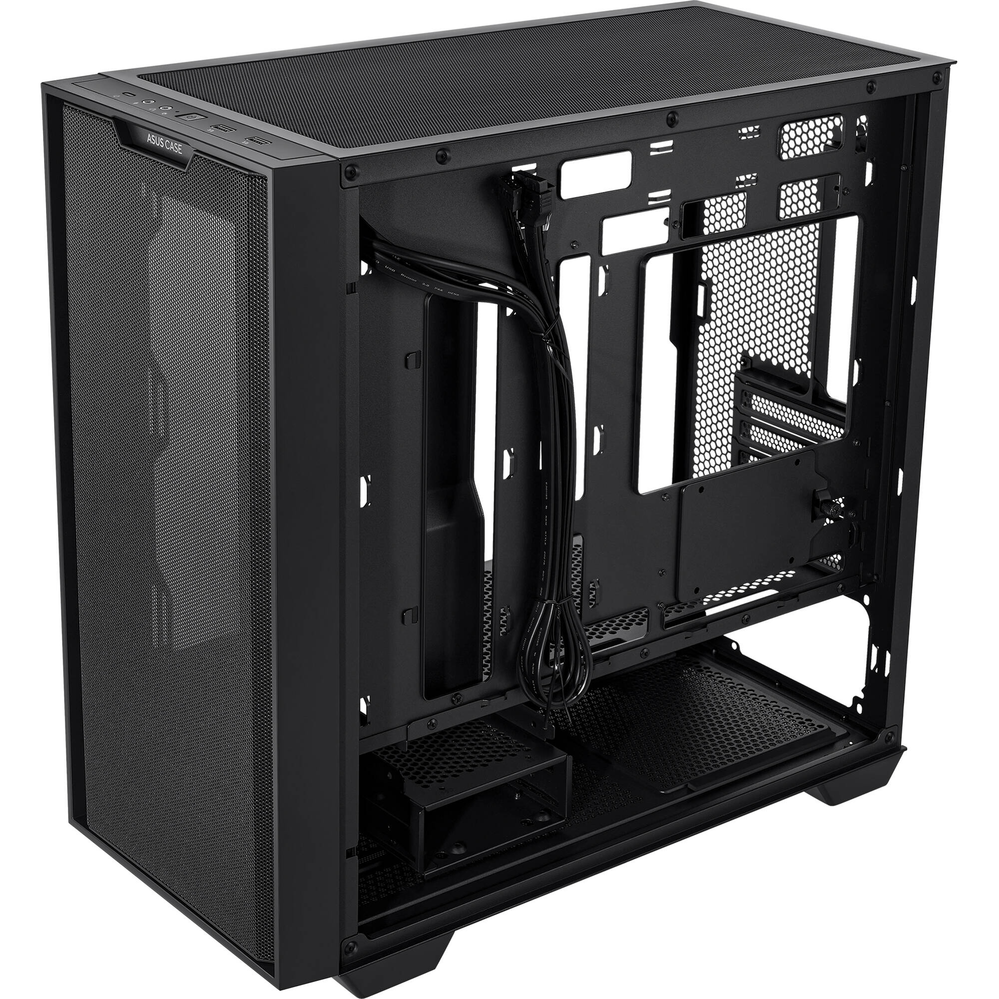 ASUS A21 BLK black Micro-ATX PC case with mesh front panel — view 9