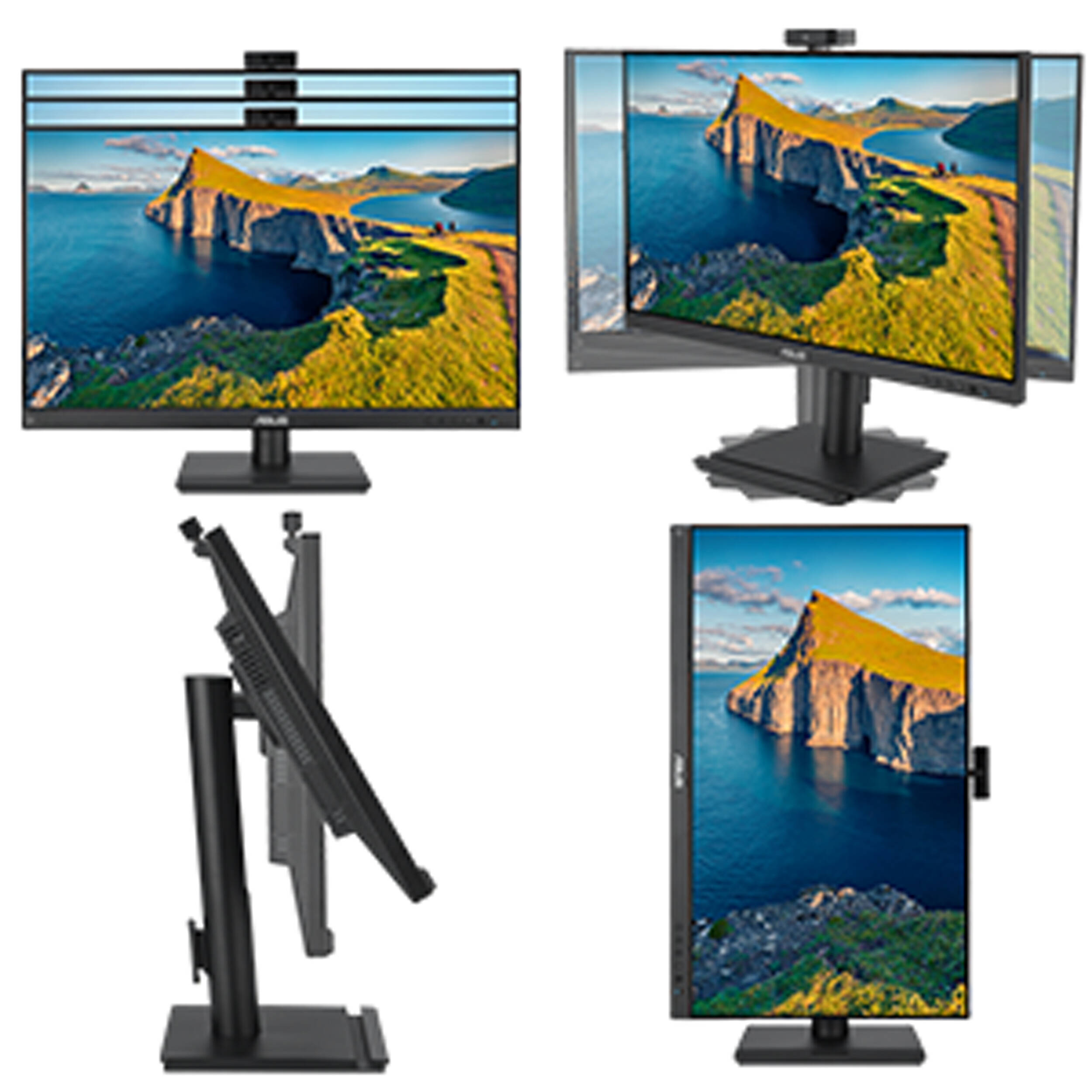 ASUS BE249QFK 24-inch Full HD IPS video conferencing monitor with webcam, mic array, and speakers — view 11