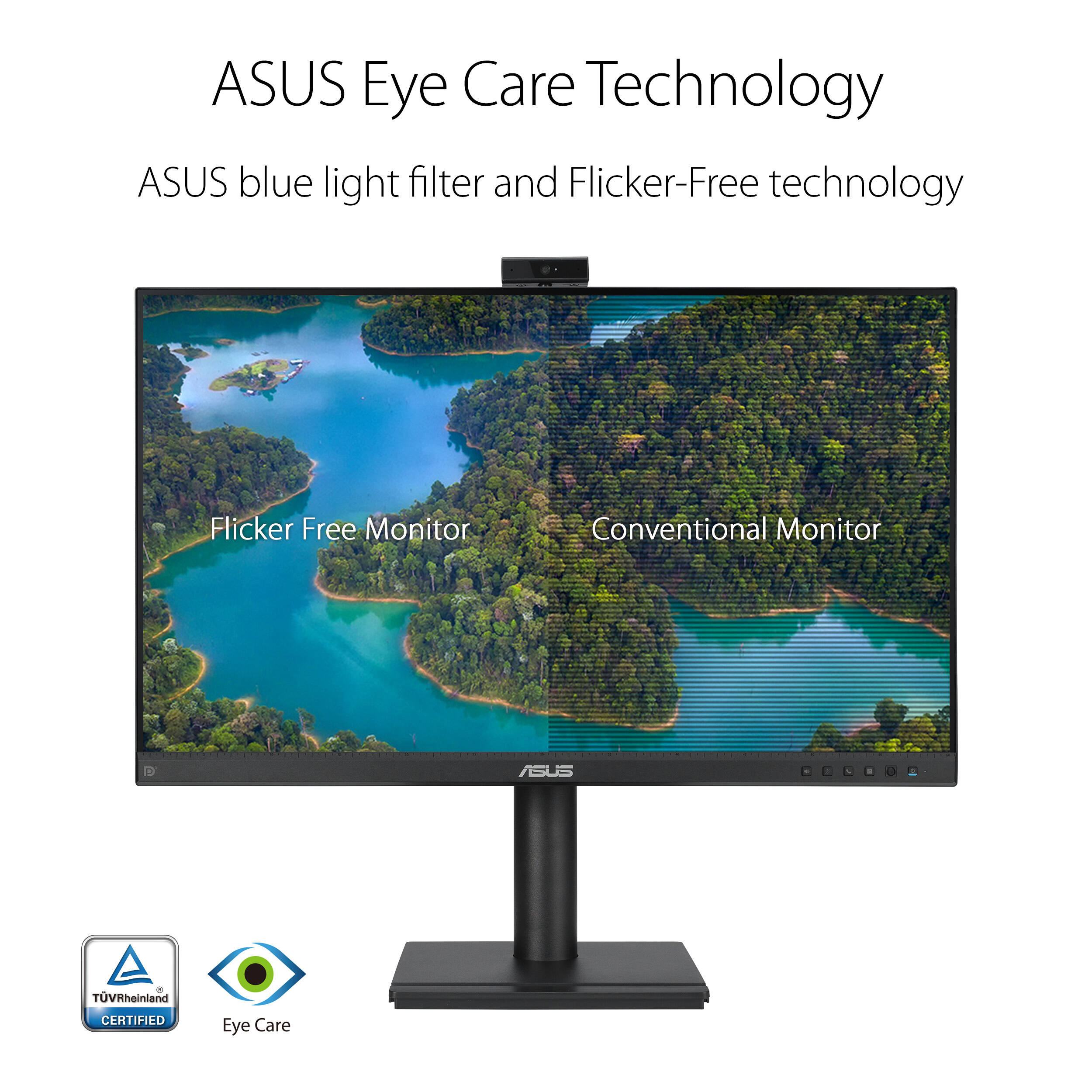 ASUS BE249QFK 24-inch Full HD IPS video conferencing monitor with webcam, mic array, and speakers — view 15