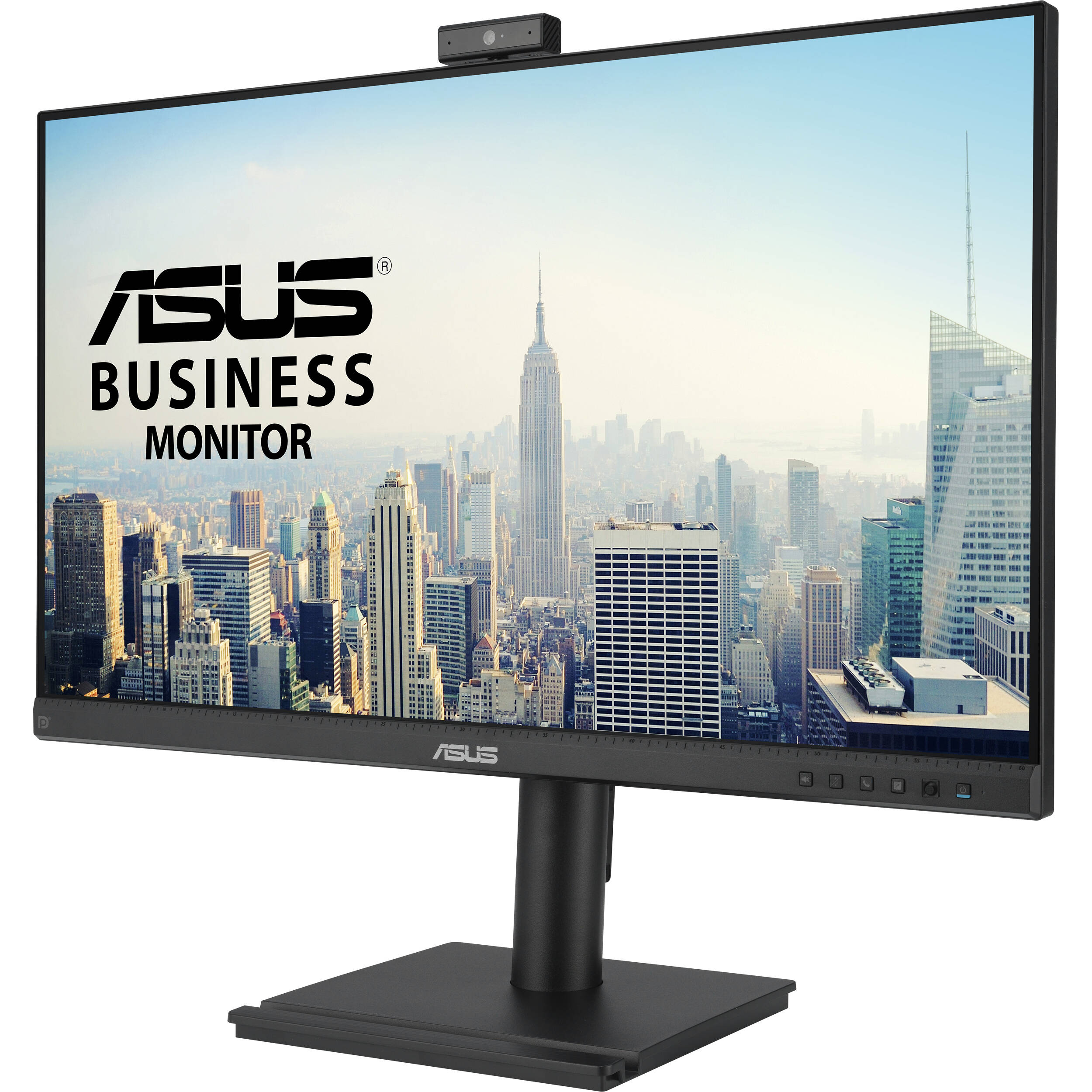 ASUS BE249QFK 24-inch Full HD IPS video conferencing monitor with webcam, mic array, and speakers — view 3