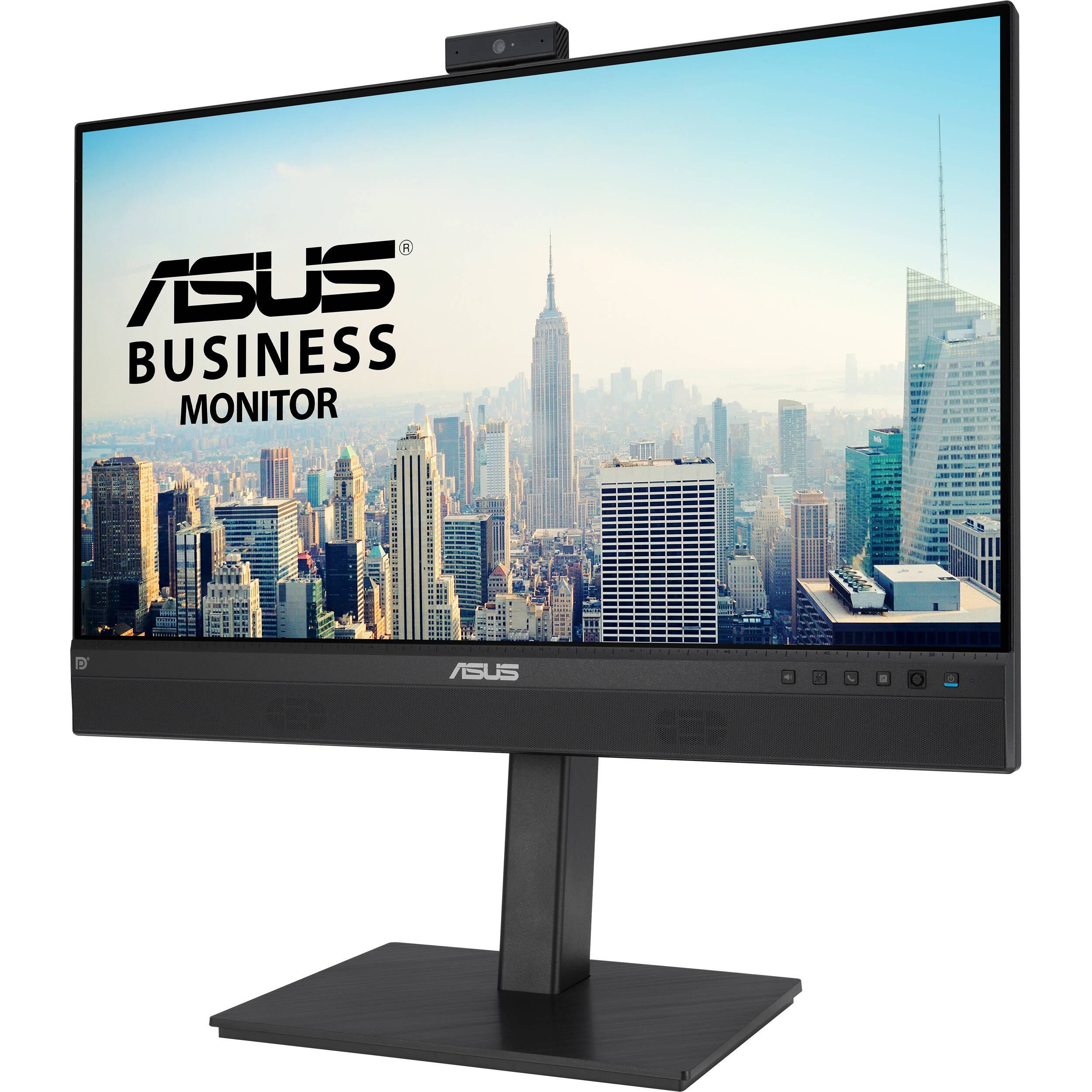 ASUS BE24ECSNK 23.8-inch Full HD IPS monitor with built-in webcam, microphone, USB-C docking, and height-adjustable stand — view 3