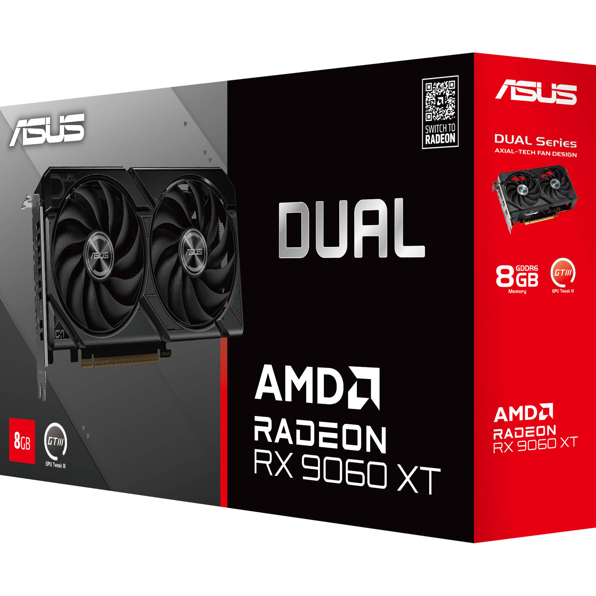 ASUS Dual Radeon RX 9060 XT 8GB GDDR6 graphics card with dual fans and 2.5-slot cooler — view 15