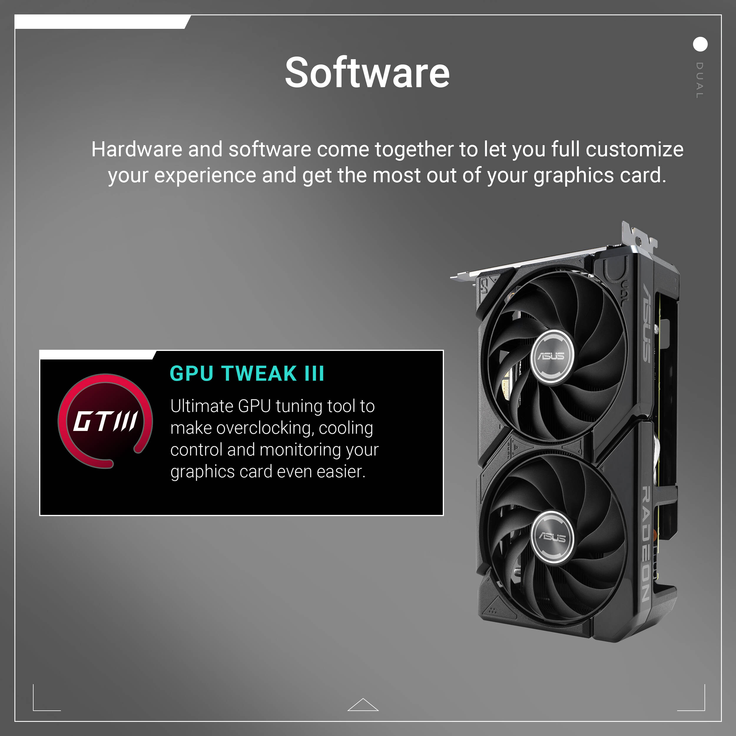 ASUS Dual Radeon RX 9060 XT 8GB GDDR6 graphics card with dual fans and 2.5-slot cooler — view 20