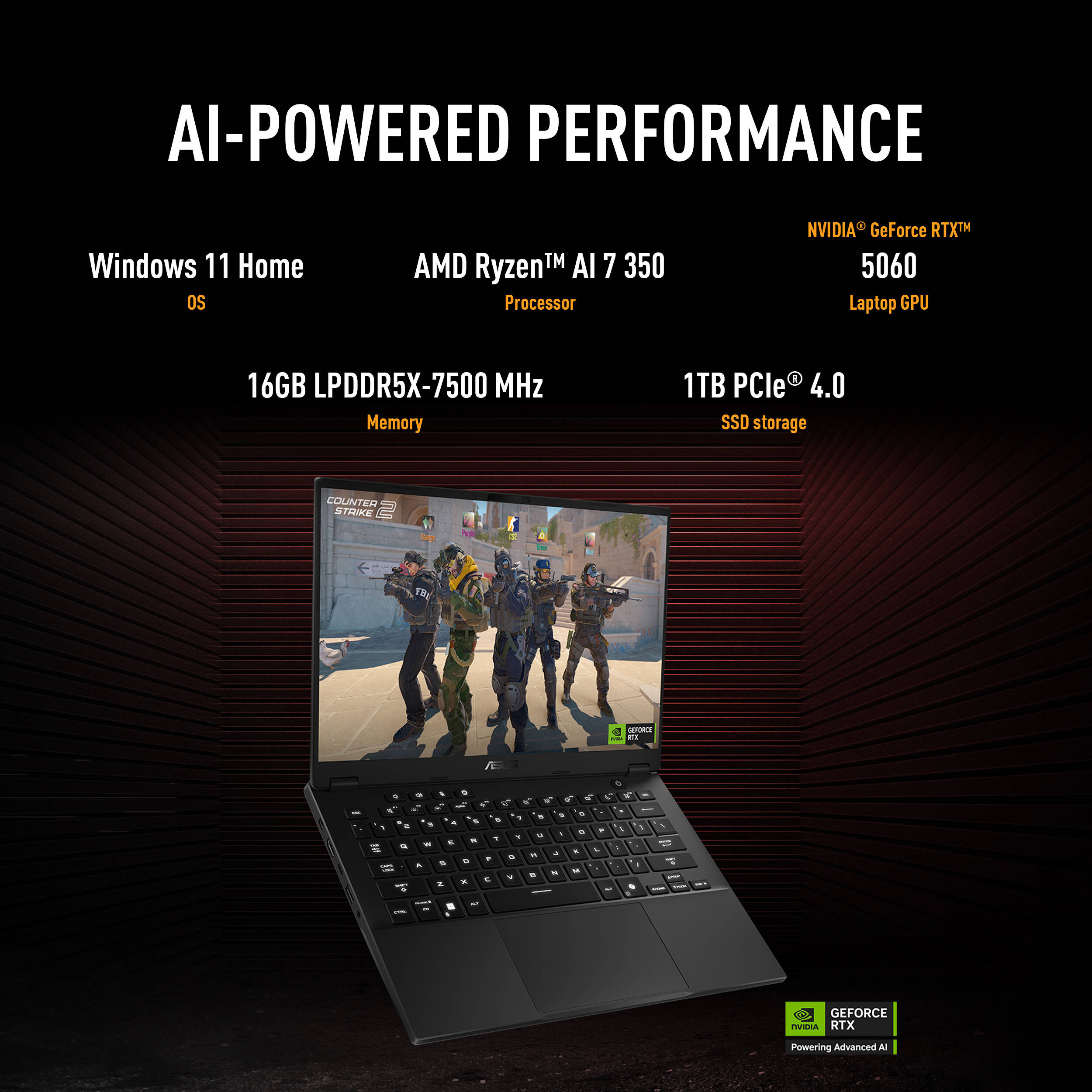 ASUS TUF Gaming 14-inch laptop in gray with WQXGA display and RTX graphics — view 23