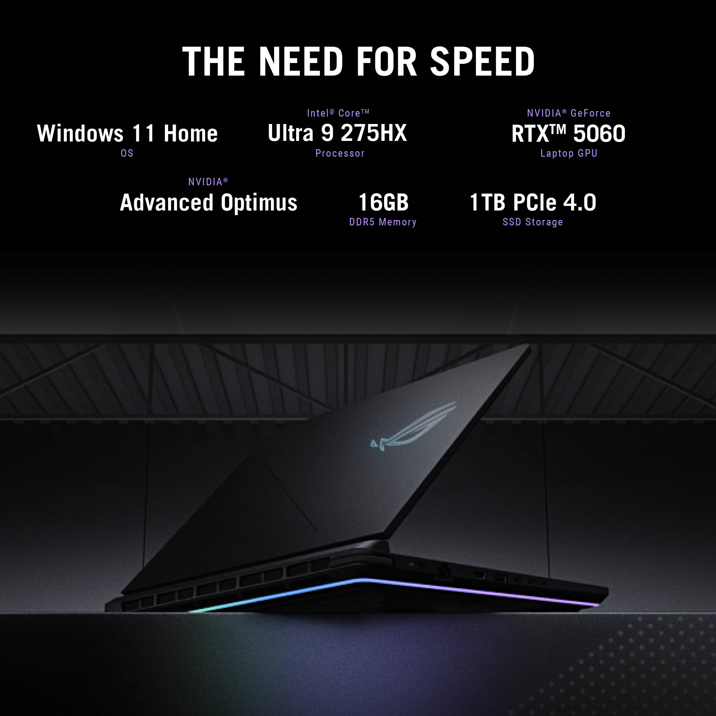 ASUS ROG Strix 16-inch gray gaming laptop with Intel Core i9, RTX 5060, 16 GB RAM, and 1 TB SSD — view 14