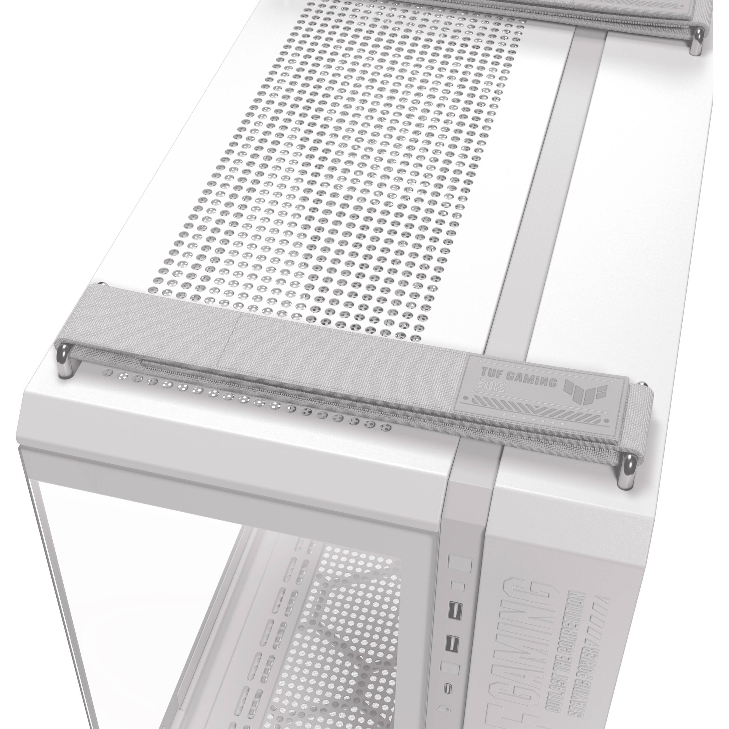 ASUS TUF Gaming GT502 Horizon White ATX mid-tower case with tempered glass and dual-chamber layout — view 10