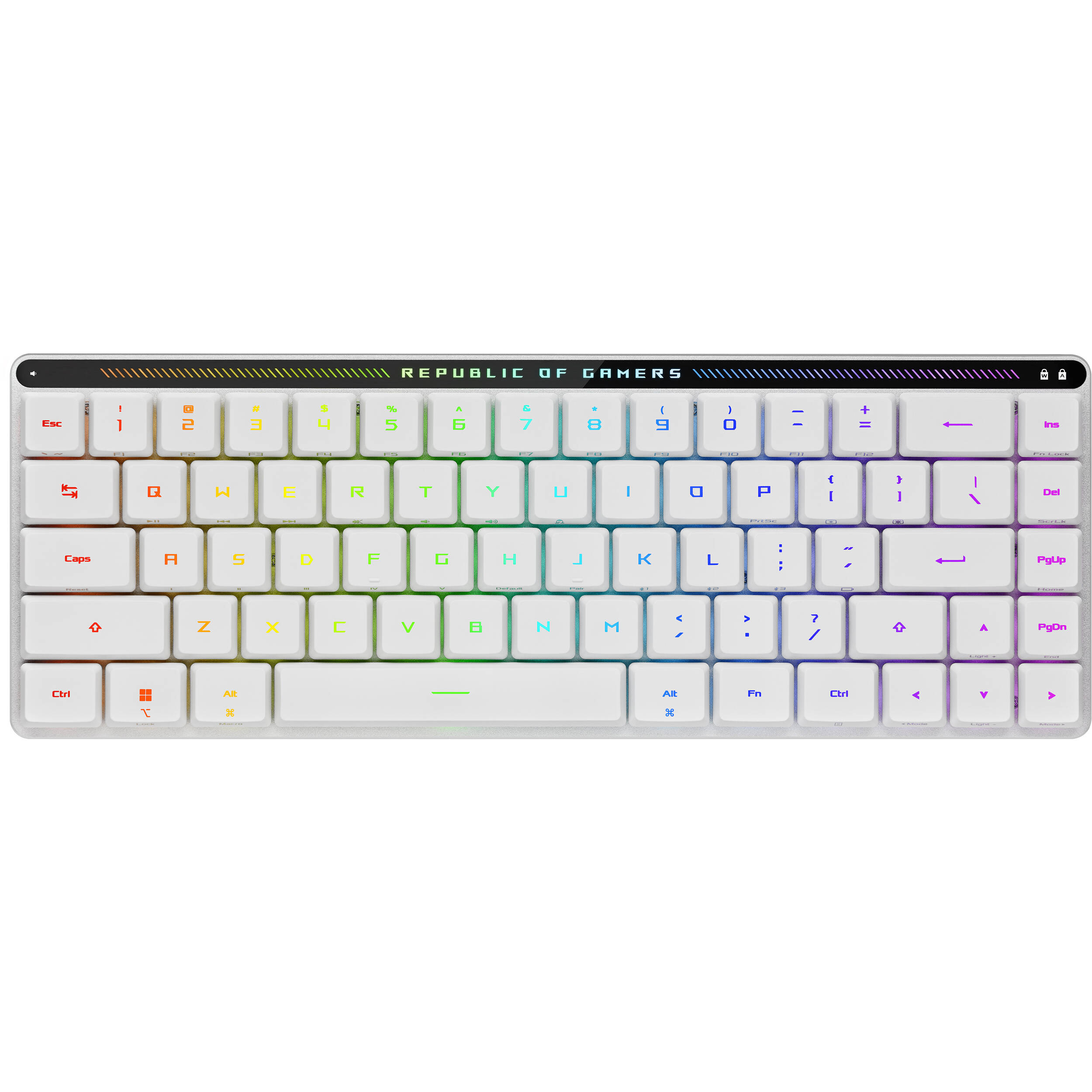 ASUS ROG Falchion RX Low Profile 65% wireless gaming keyboard with touch panel and protective cover — view 3