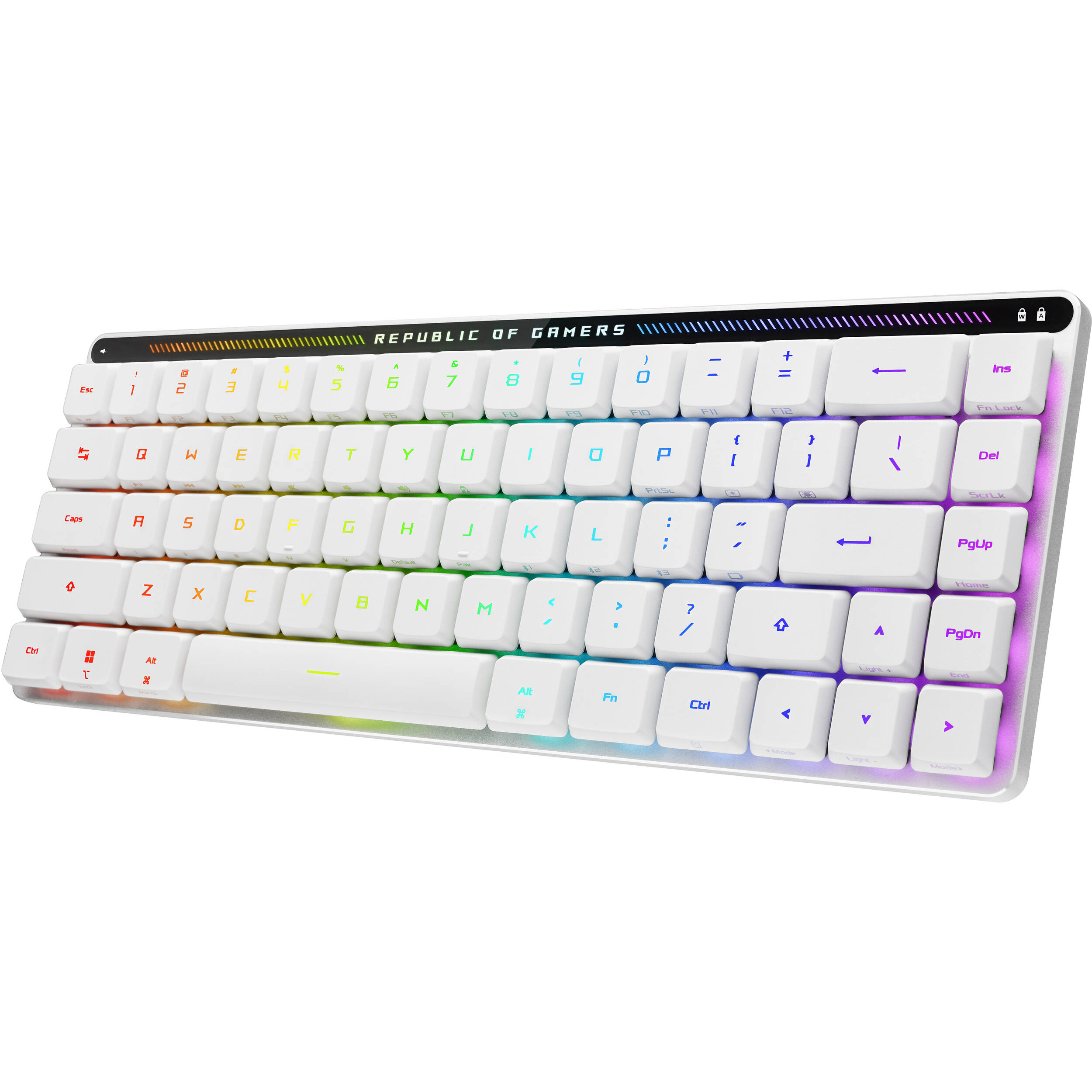 ASUS ROG Falchion RX Low Profile 65% wireless gaming keyboard with touch panel and protective cover — view 4