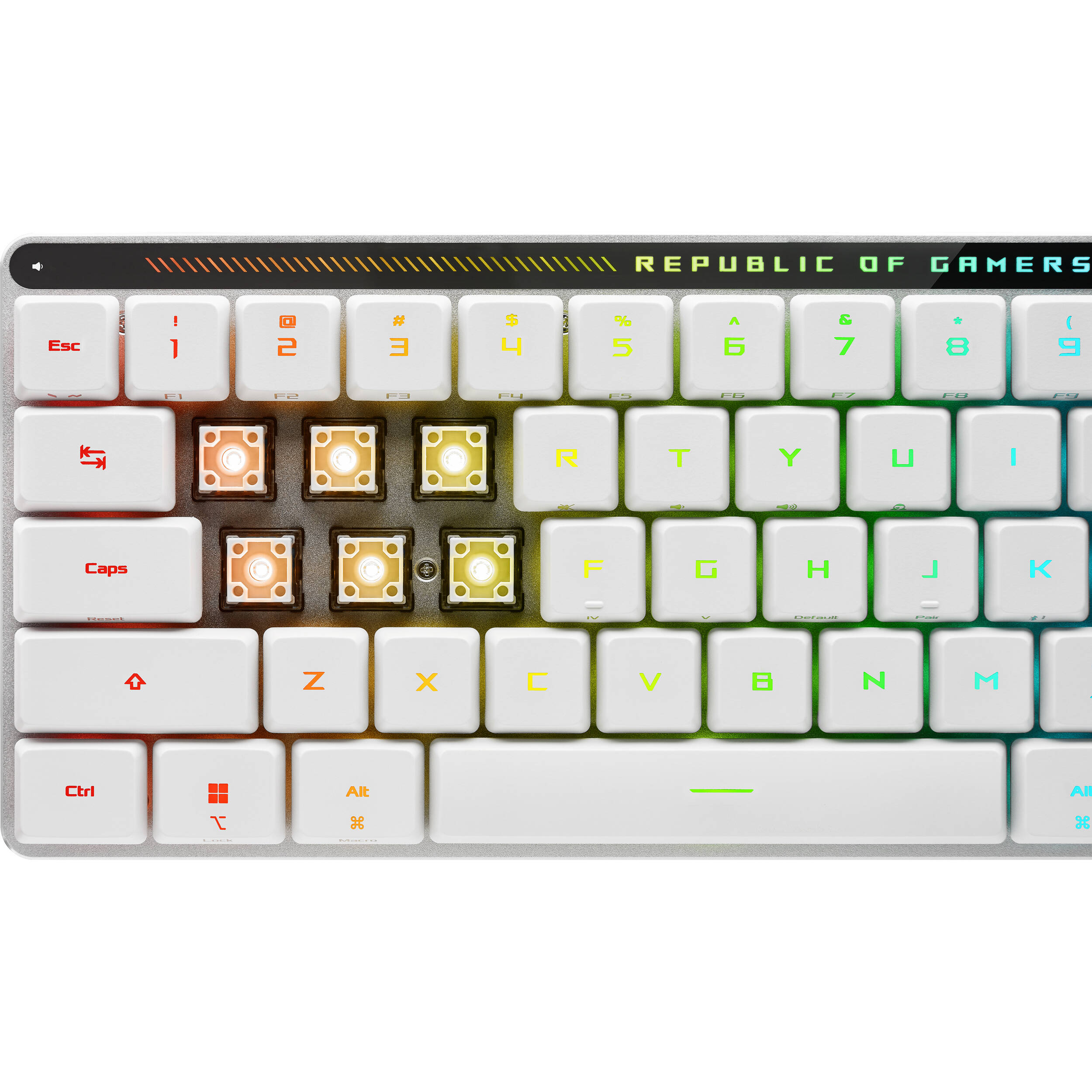 ASUS ROG Falchion RX Low Profile 65% wireless gaming keyboard with touch panel and protective cover — view 9