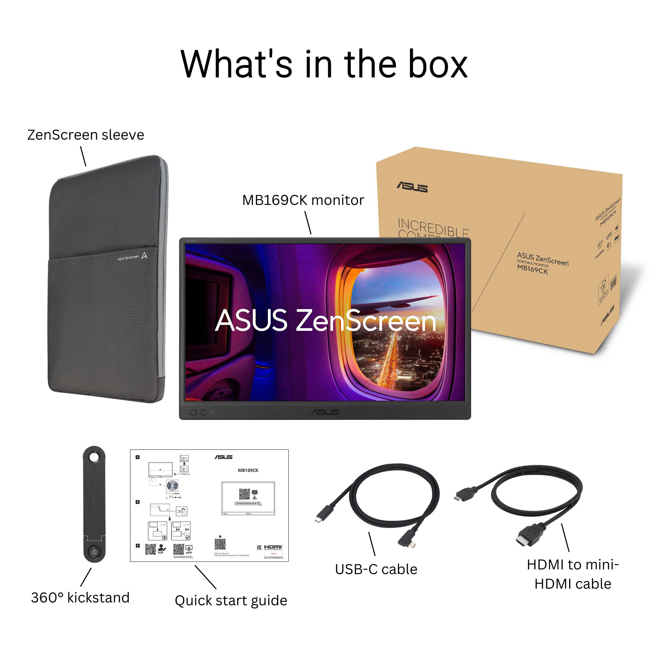 ASUS ZenScreen MB169CK 16-inch portable Full HD IPS monitor with dual USB-C and 360-degree kickstand — view 12