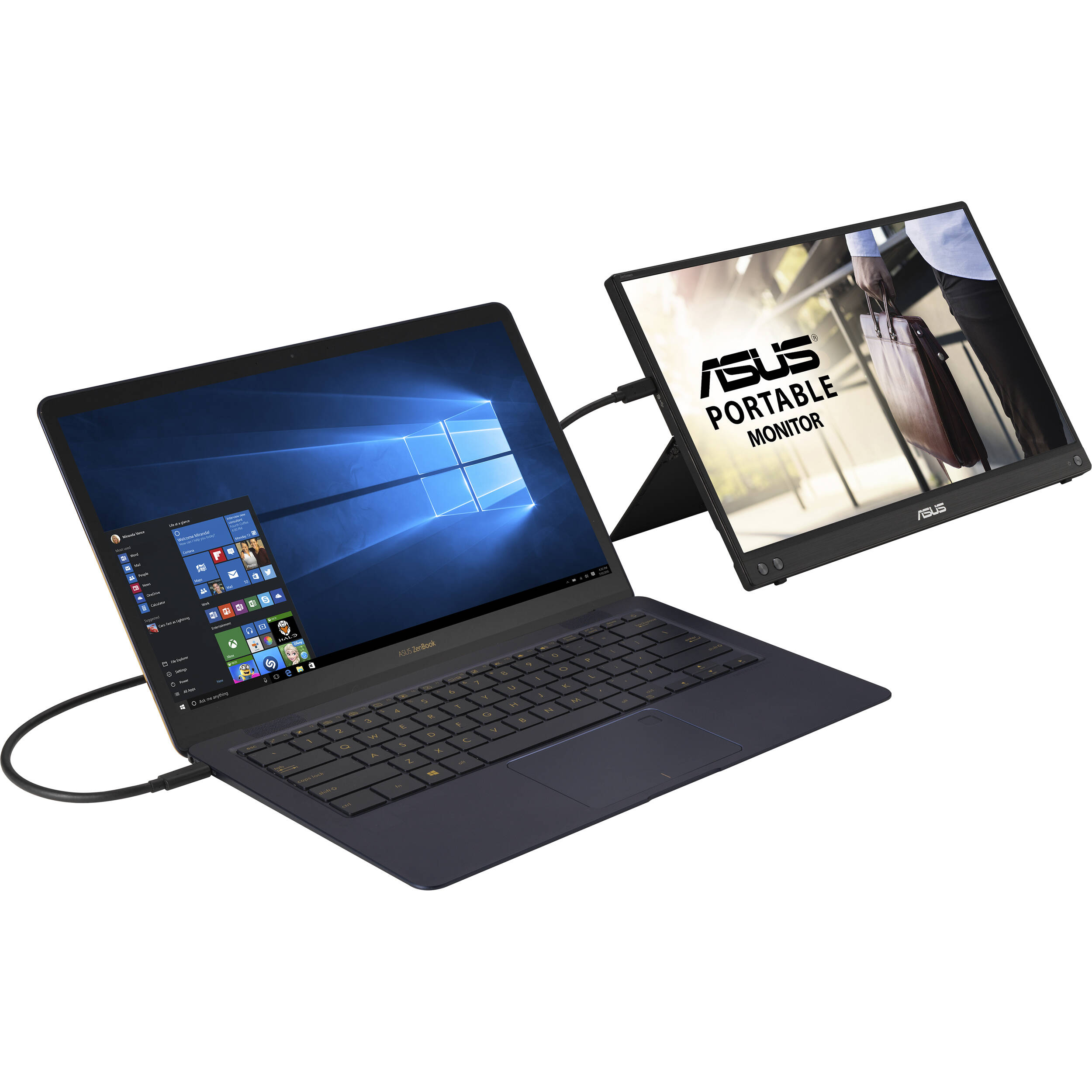 ASUS ZenScreen MB16ACV 15.6-inch portable monitor in silver with USB-C connectivity — view 13