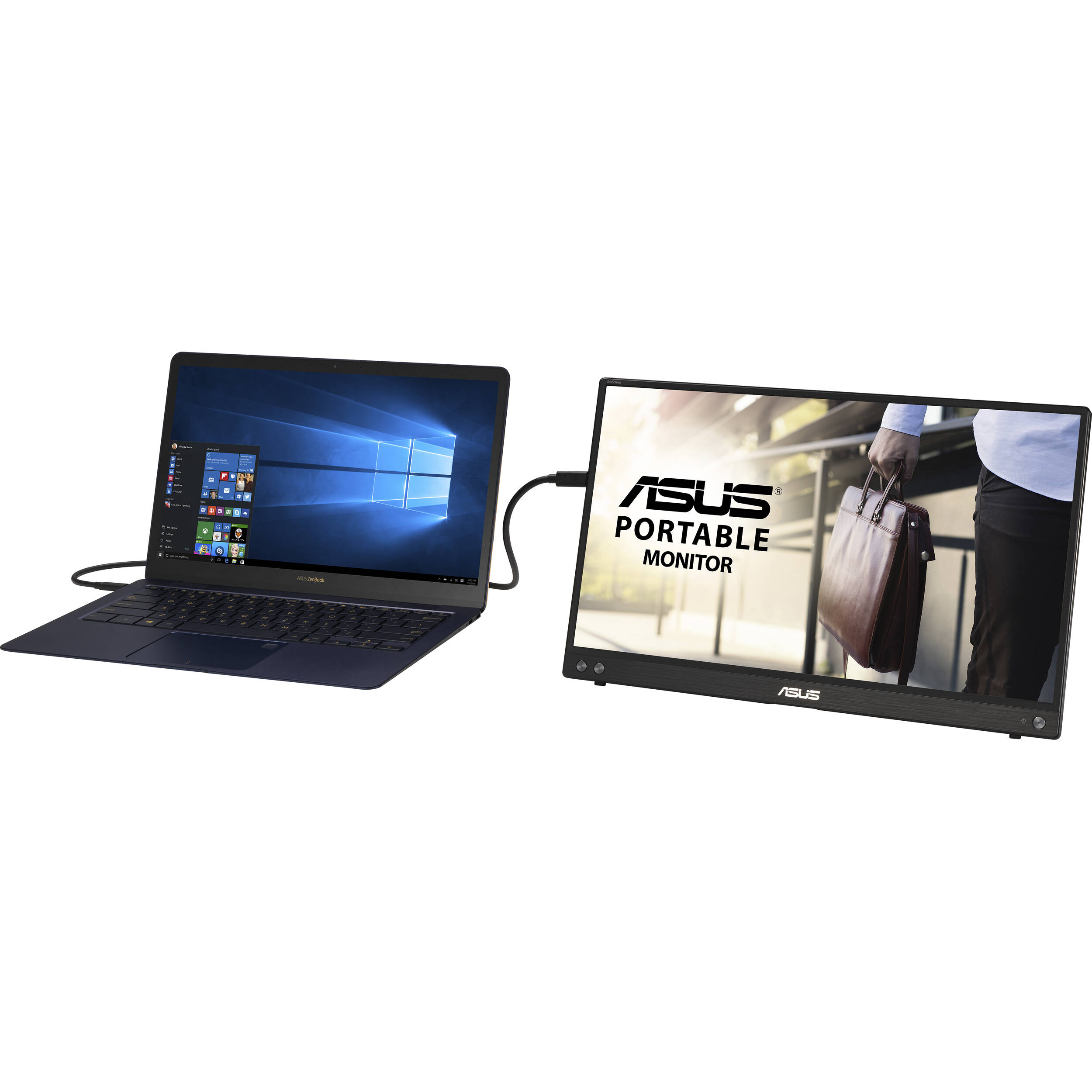 ASUS ZenScreen MB16ACV 15.6-inch portable monitor in silver with USB-C connectivity — view 14
