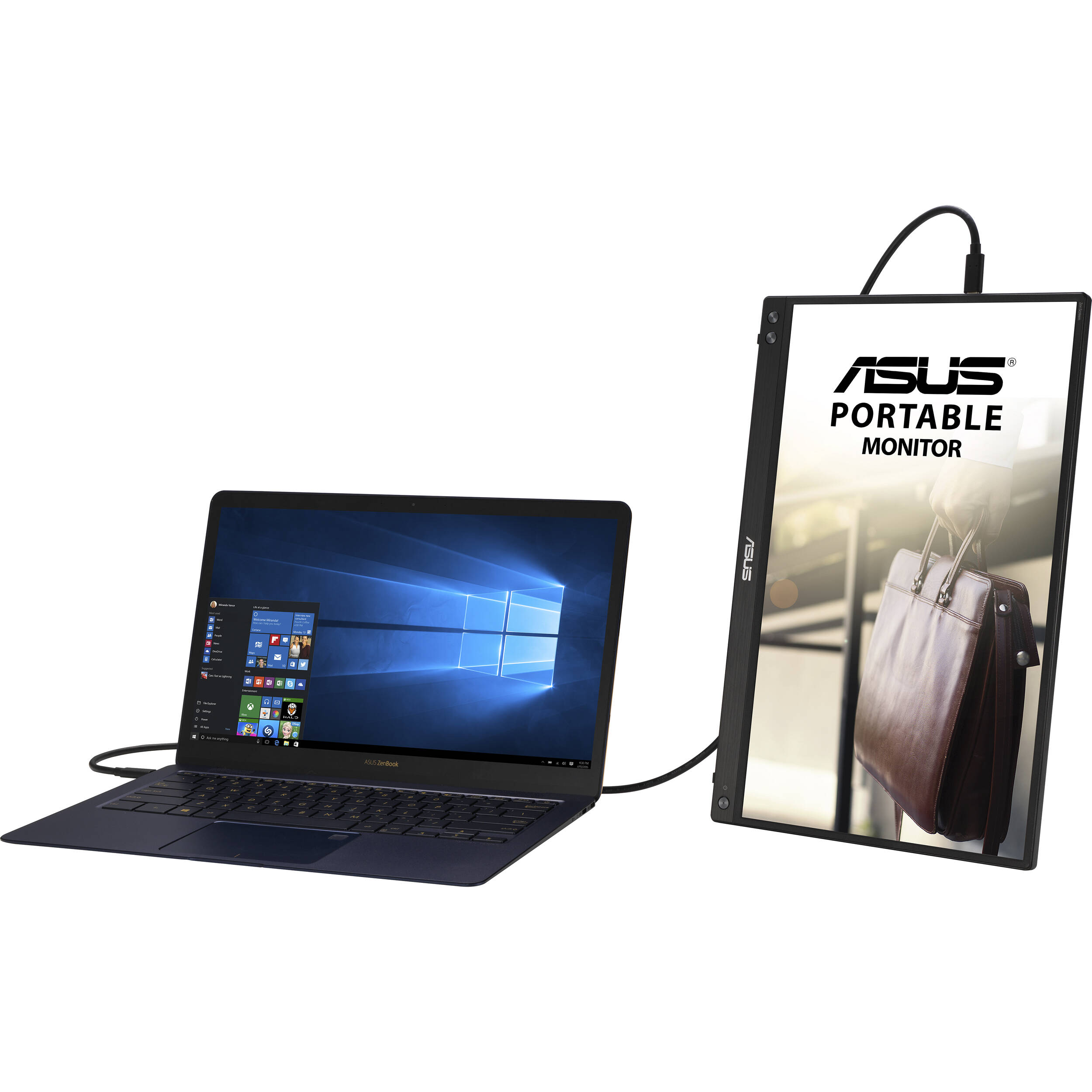 ASUS ZenScreen MB16ACV 15.6-inch portable monitor in silver with USB-C connectivity — view 15