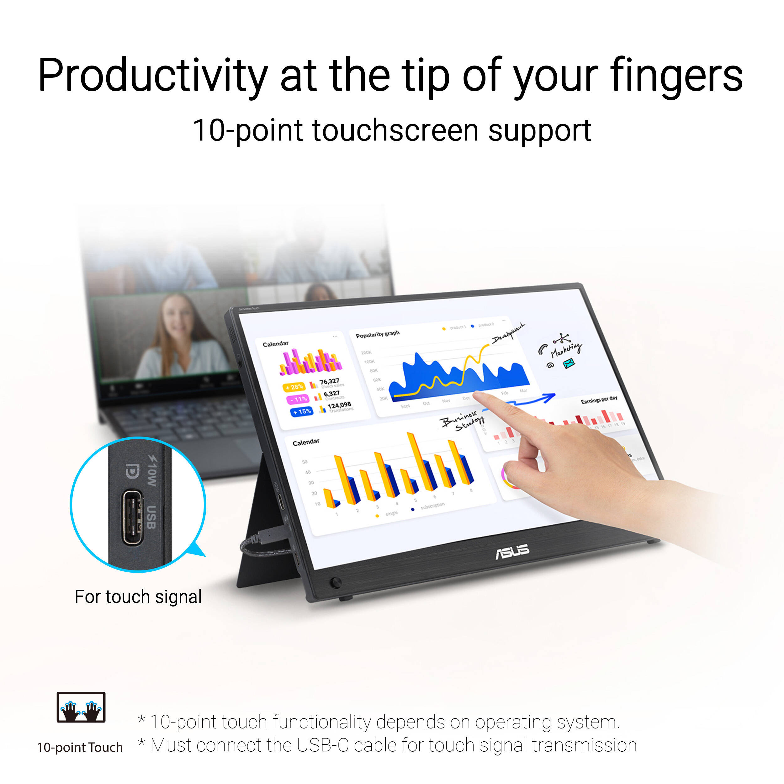 ASUS MB16AMTR 15.6-inch portable touch monitor with Full HD IPS display and USB-C — view 11