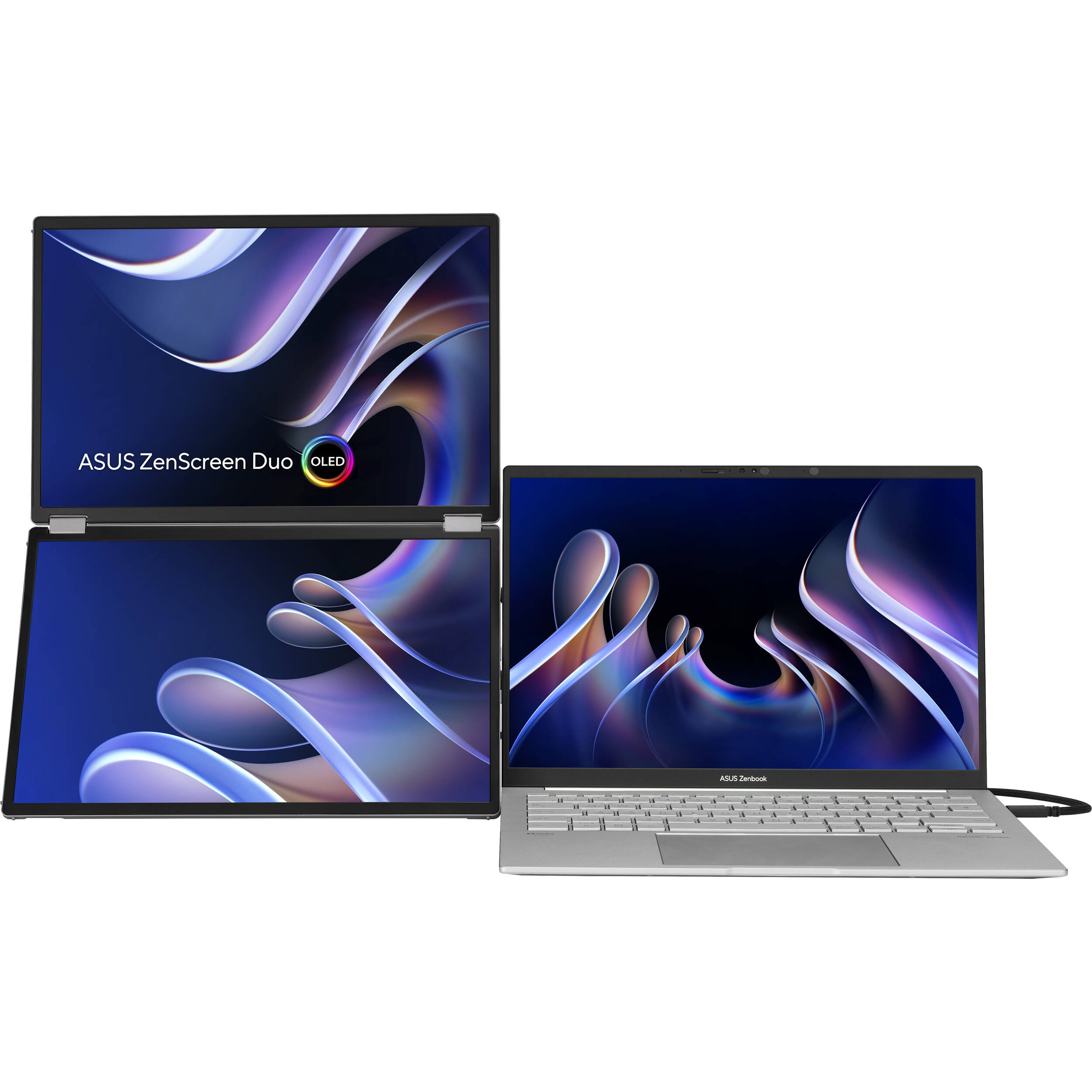 ASUS ZenScreen Duo OLED 360 MQ149CD foldable portable monitor with dual 14-inch OLED displays — view 11